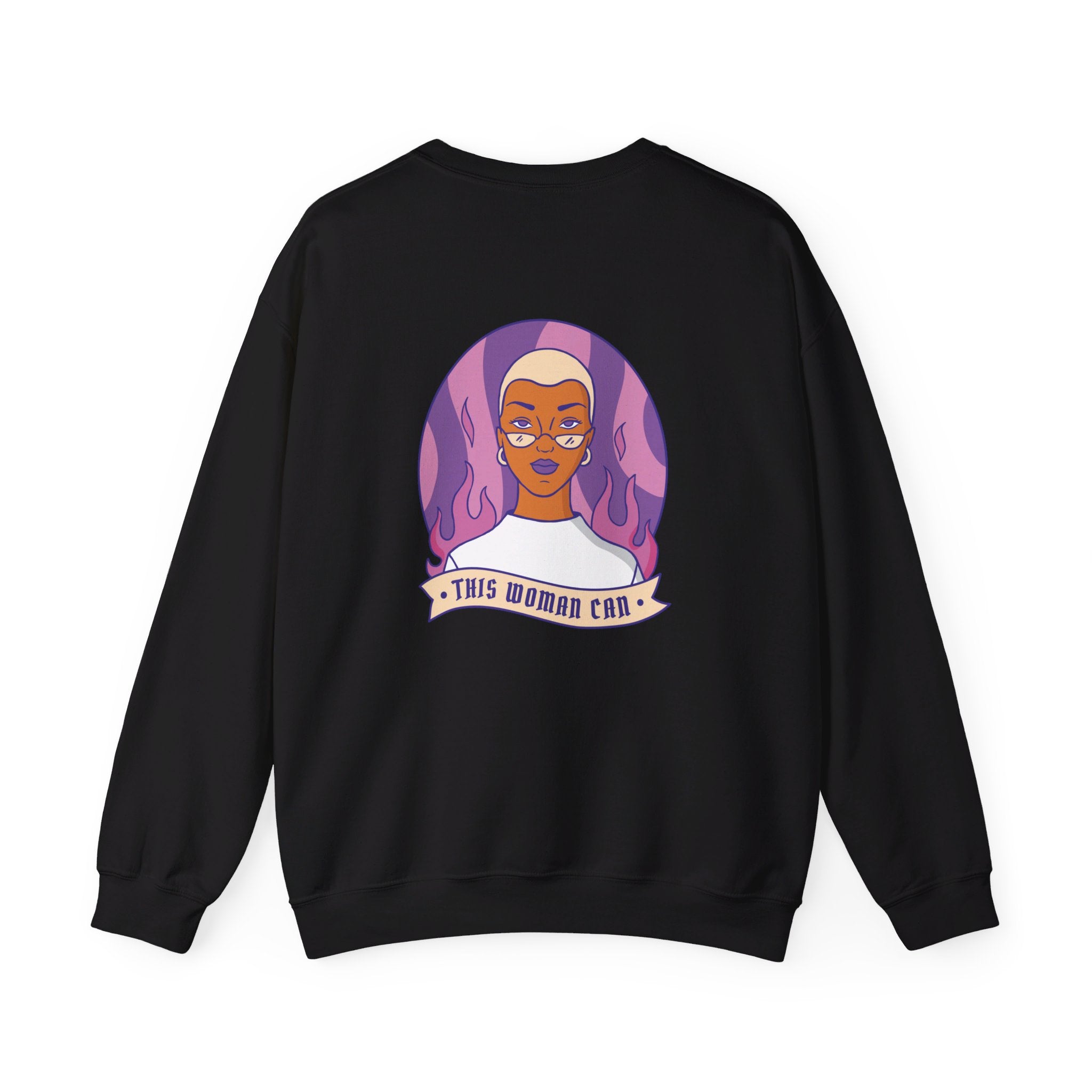 This Woman can - Strong Feminist Woman - Back Design - Premium Unisex Heavy Blend™ Crewneck Sweatshirt