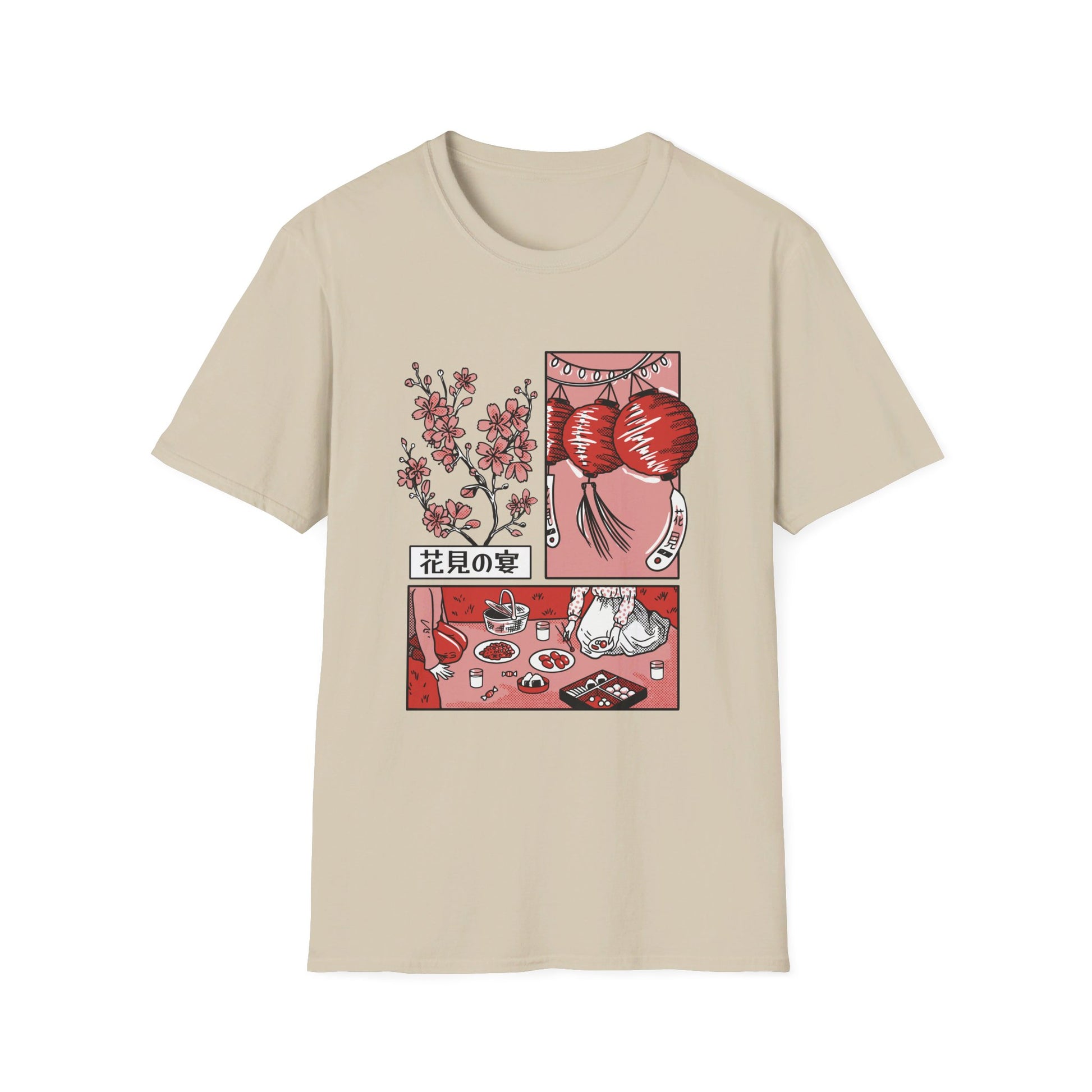 Japanese Cherry Blossom Picnic - Slice Of Life - Front Design - Premium Bio Unisex T-Shirt - Pure Face Streetwear