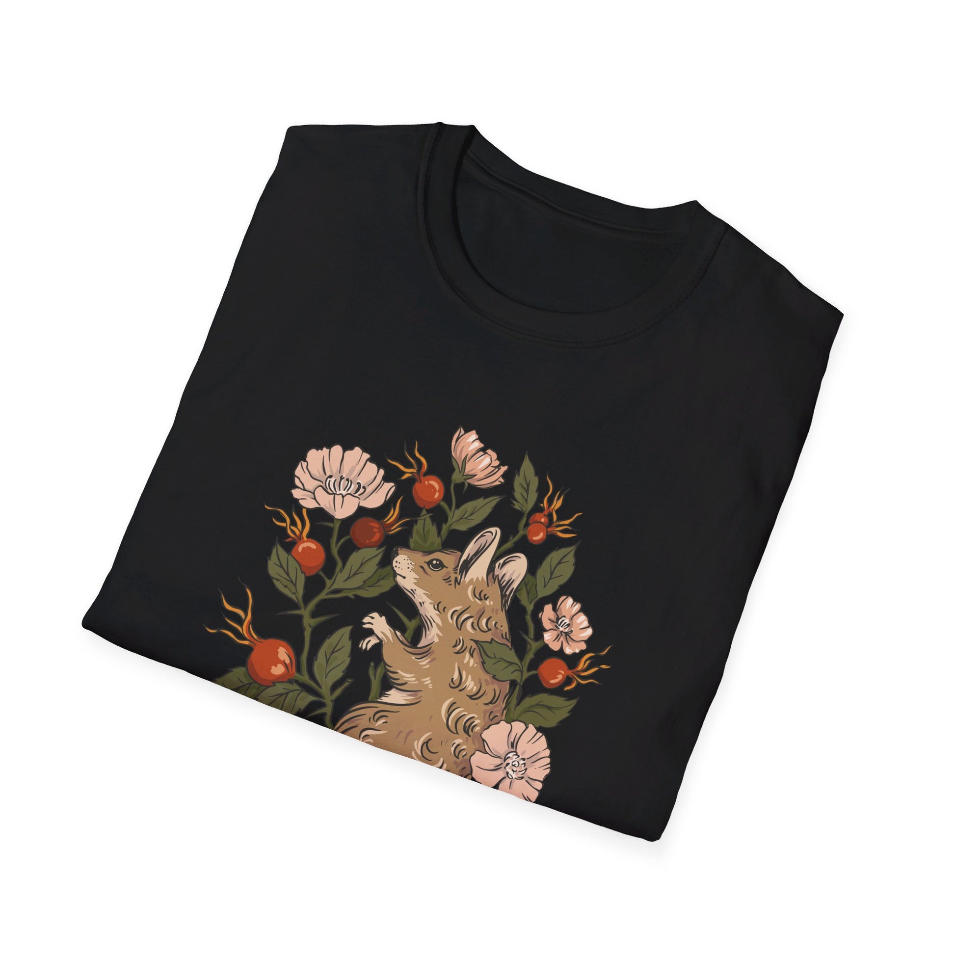 Mouse Rosehip - Animals In Nature - Front Design - Premium Bio Unisex T-Shirt - Pure Face Streetwear