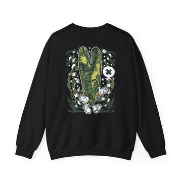 Philodendron Billietiae Variegated - Cartoon Plants - Back Design - Premium Unisex Heavy Blend™ Crewneck Sweatshirt