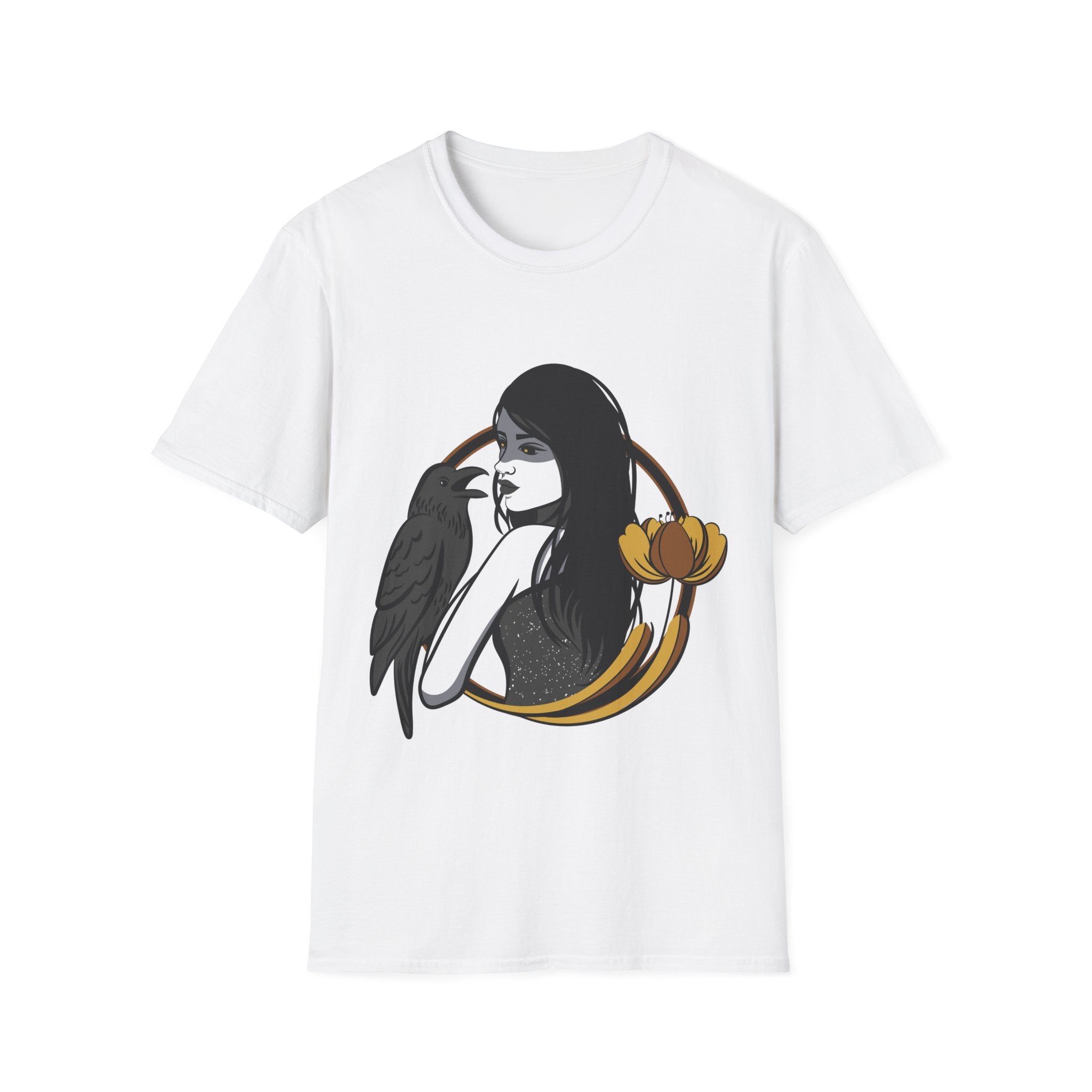 Beautiful sorceress with Crow - Wicked Magic Witches - Unisex T-Shirt