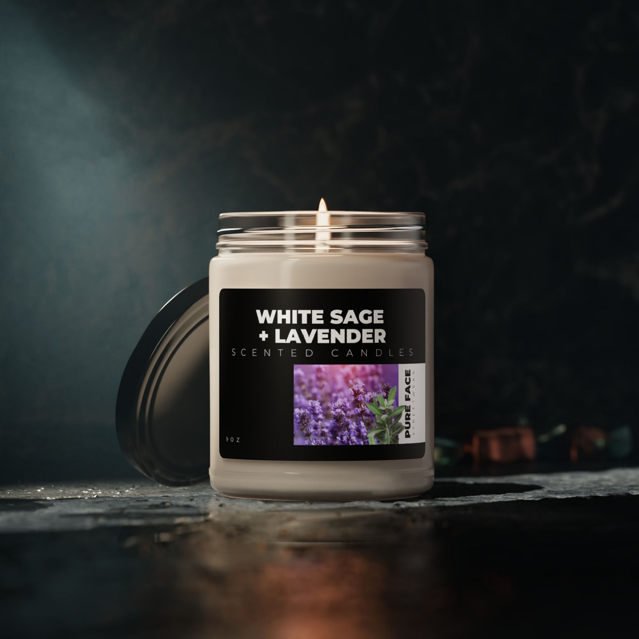 White Sage + Lavender - Hand-Poured Scented Soy Wax Candle 9oz