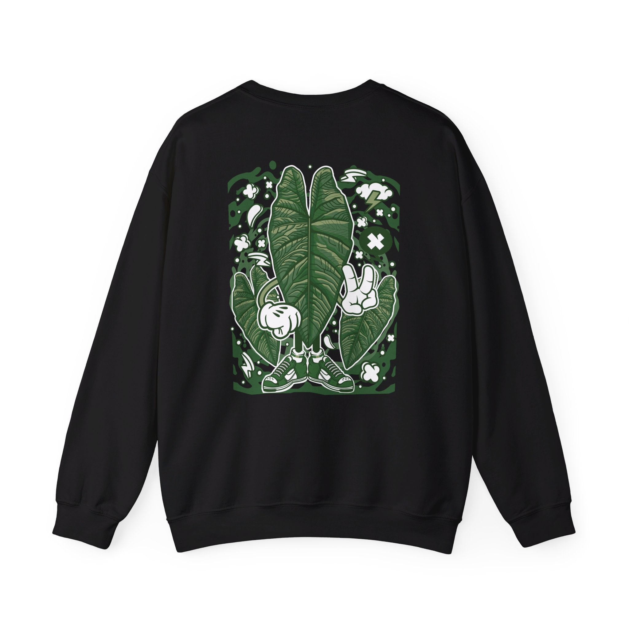 Alocasia Bisma - Cartoon Plants - Back Design - Premium Unisex Heavy Blend™ Crewneck Sweatshirt