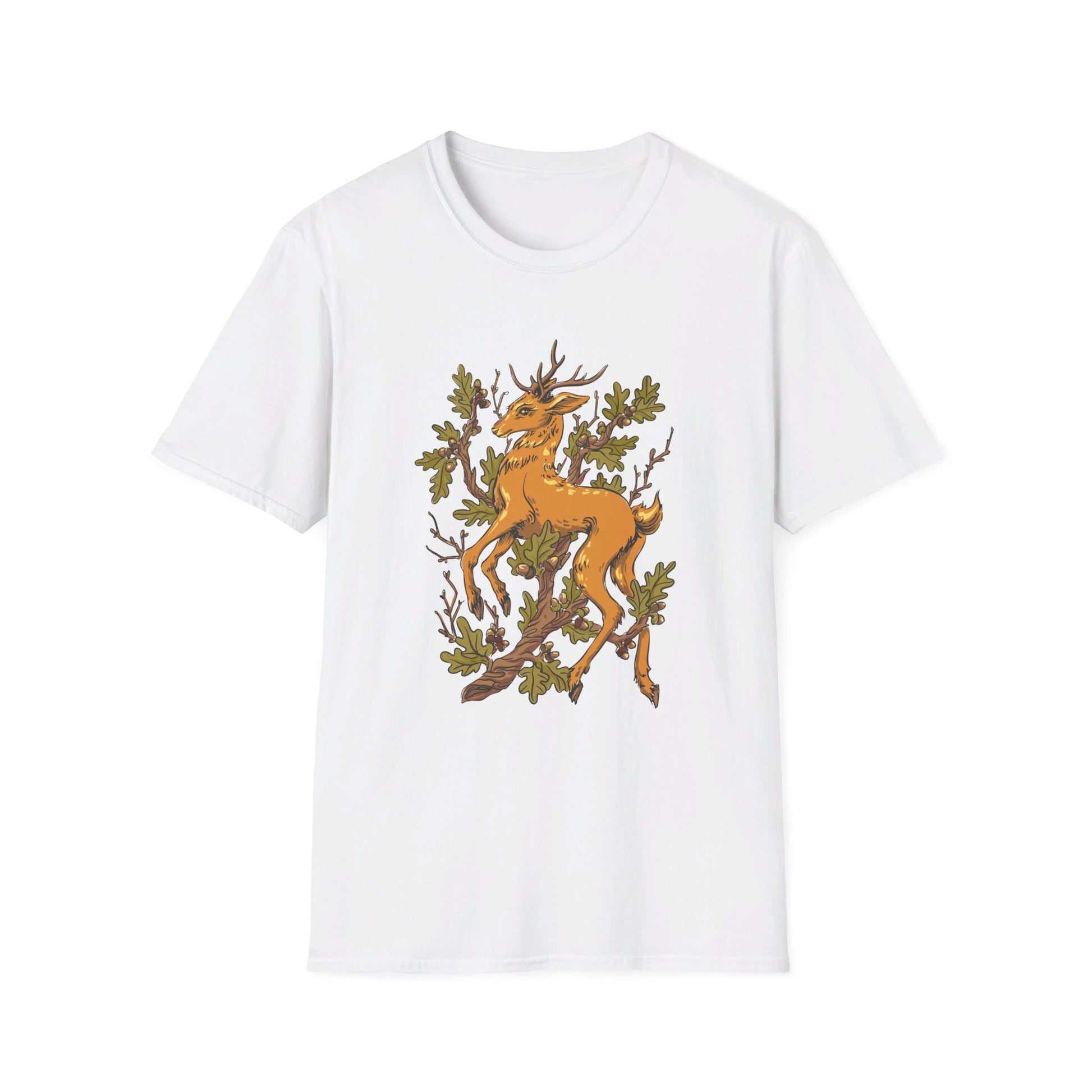 Deer Oak - Animals In Nature - Front Design - Premium Bio Unisex T-Shirt - Pure Face Streetwear