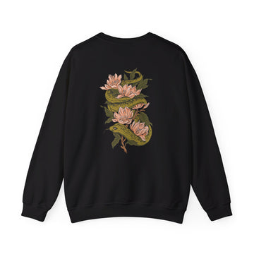 Snake Magnolia - Animals in Nature - Back Design - Premium Unisex Heavy Blend™ Crewneck Sweatshirt