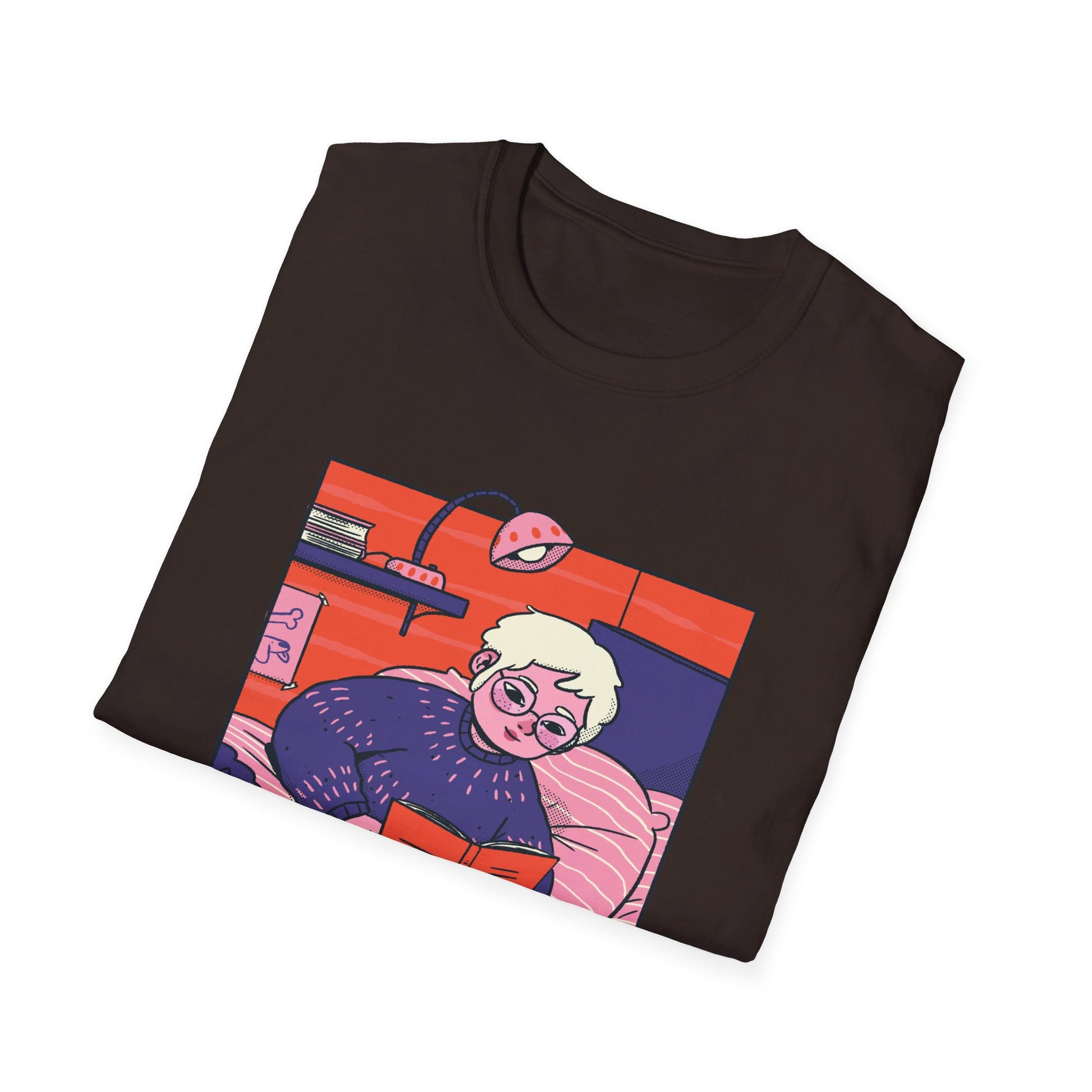 Girl reading book - Cozy at Home - Front Design - Premium Bio Unisex T-Shirt - Pure Face Streetwear