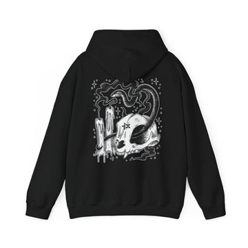 Pentagram Skull and Snake - Dark Magic In Black & White - Unisex Hoodie