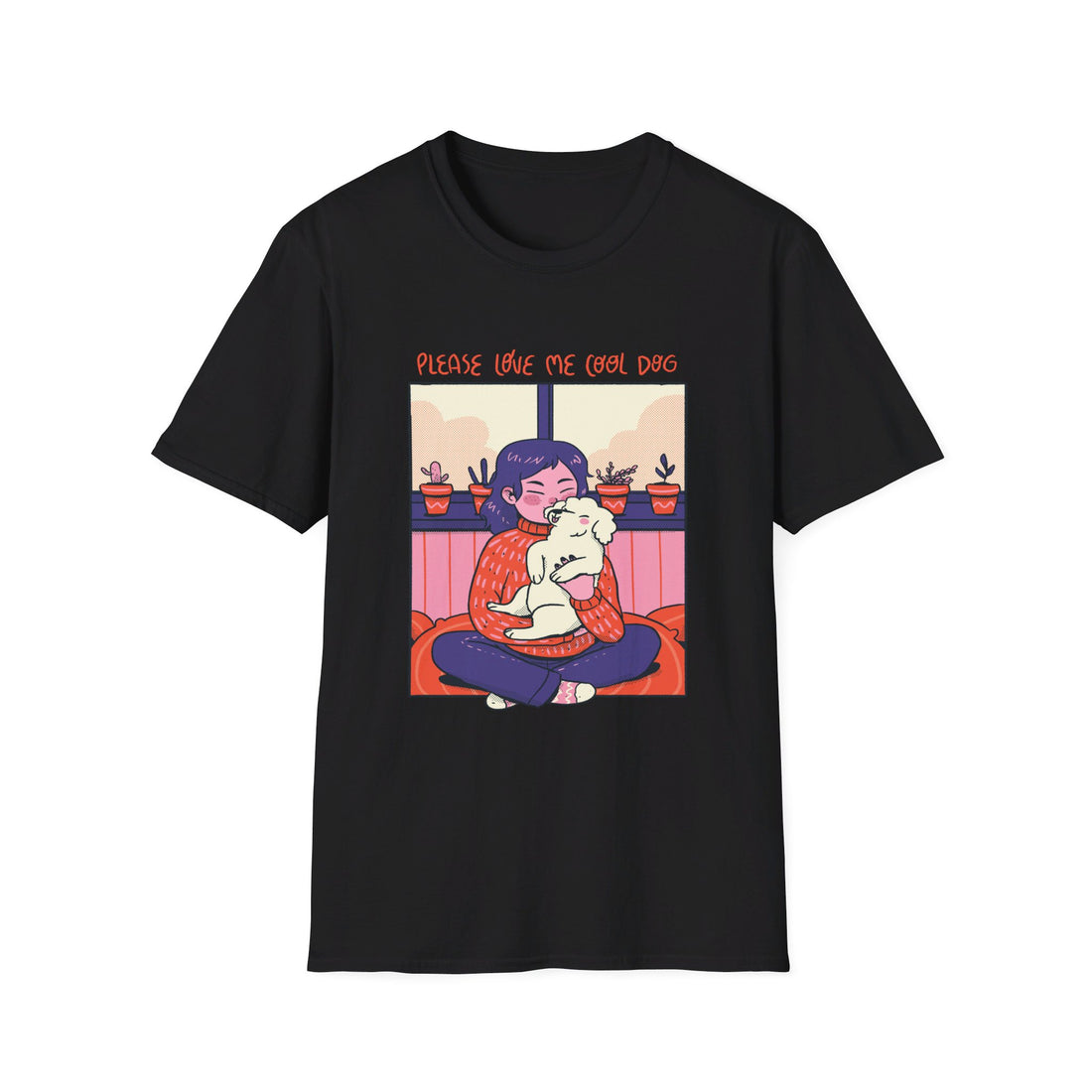 Girl and Dog cozy - Cozy at Home - Front Design - Premium Bio Unisex T-Shirt - Pure Face Streetwear