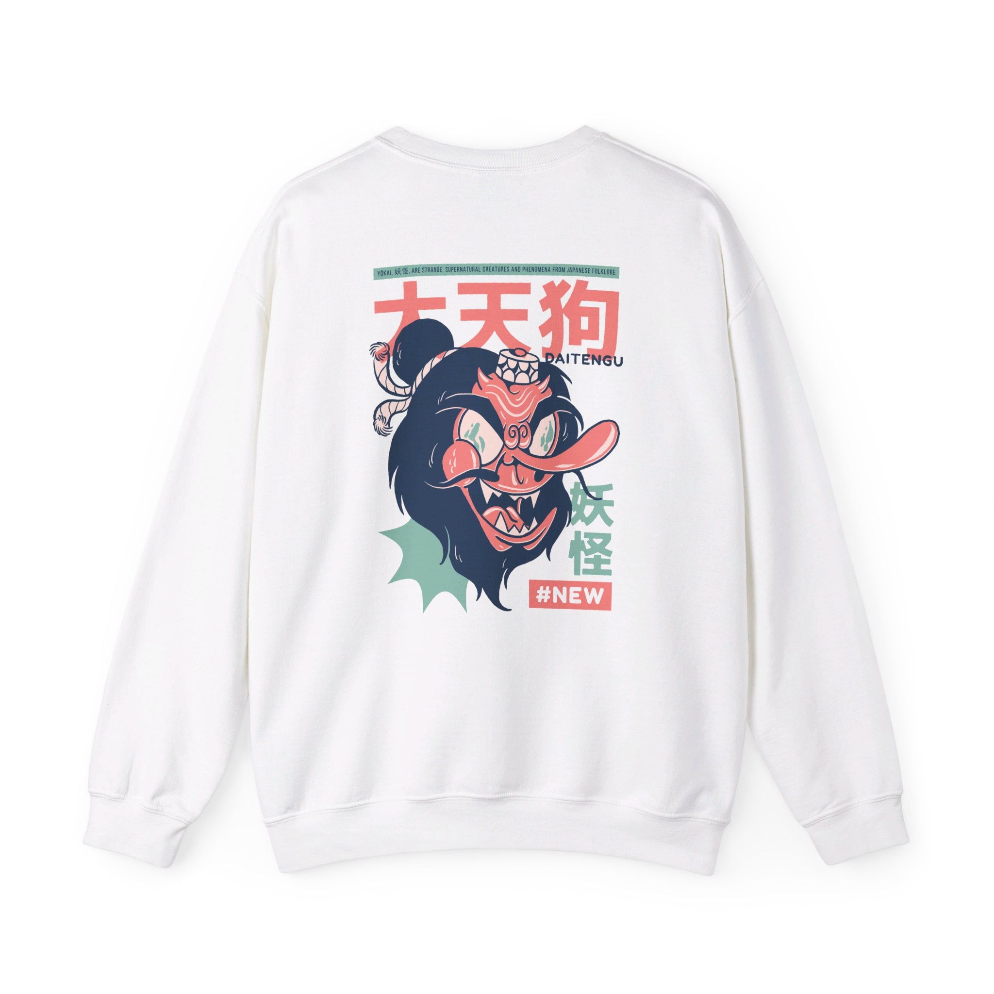 Daitengu - Japanese Yokai - Back Design - Premium Unisex Heavy Blend™ Crewneck Sweatshirt