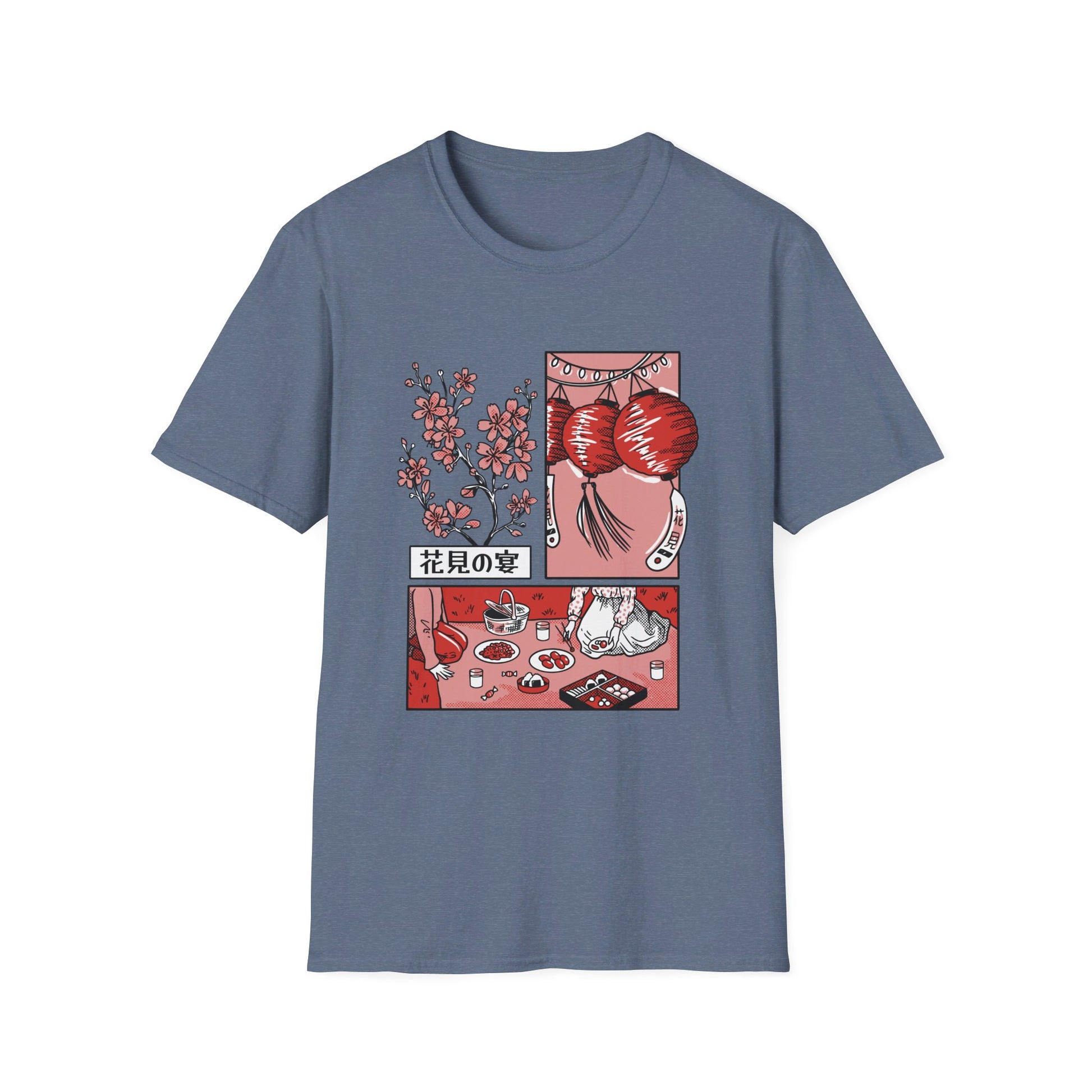 Japanese Cherry Blossom Picnic - Slice Of Life - Front Design - Premium Bio Unisex T-Shirt - Pure Face Streetwear