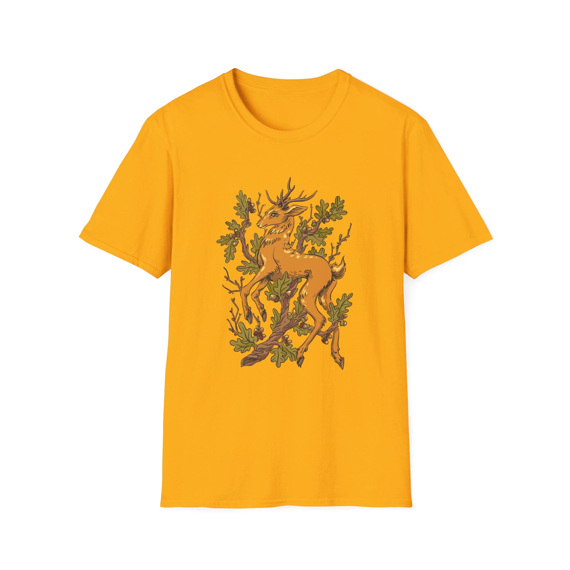 Deer Oak - Animals In Nature - Front Design - Premium Bio Unisex T-Shirt - Pure Face Streetwear