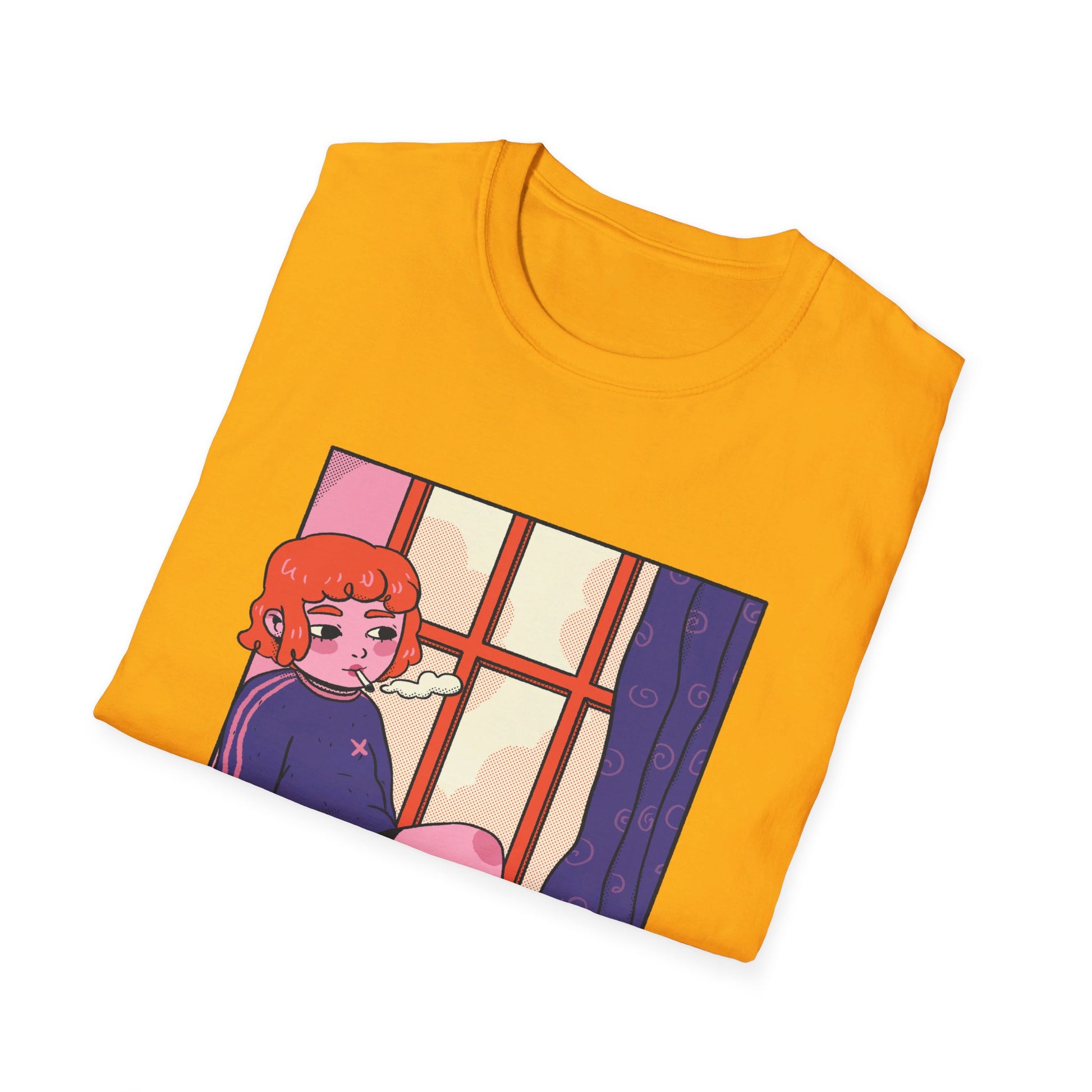 Girl in Window - Cozy at Home - Front Design - Premium Bio Unisex T-Shirt - Pure Face Streetwear