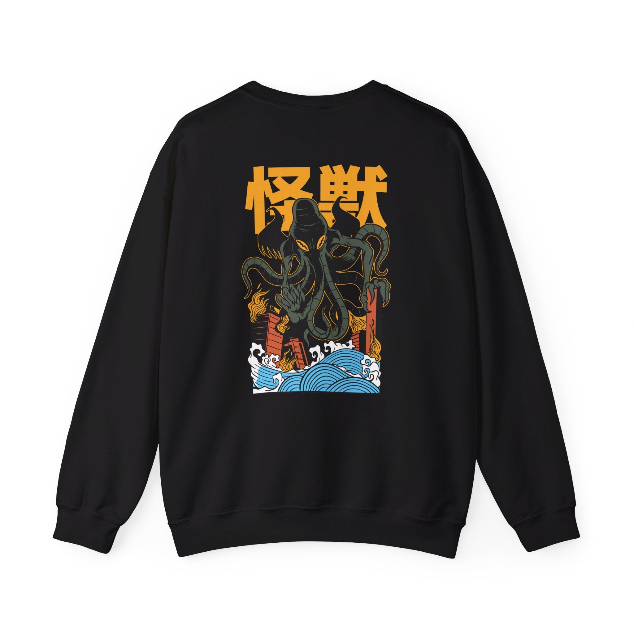 Cthulhu - Kaiju Monster - Back Design - Premium Unisex Heavy Blend™ Crewneck Sweatshirt