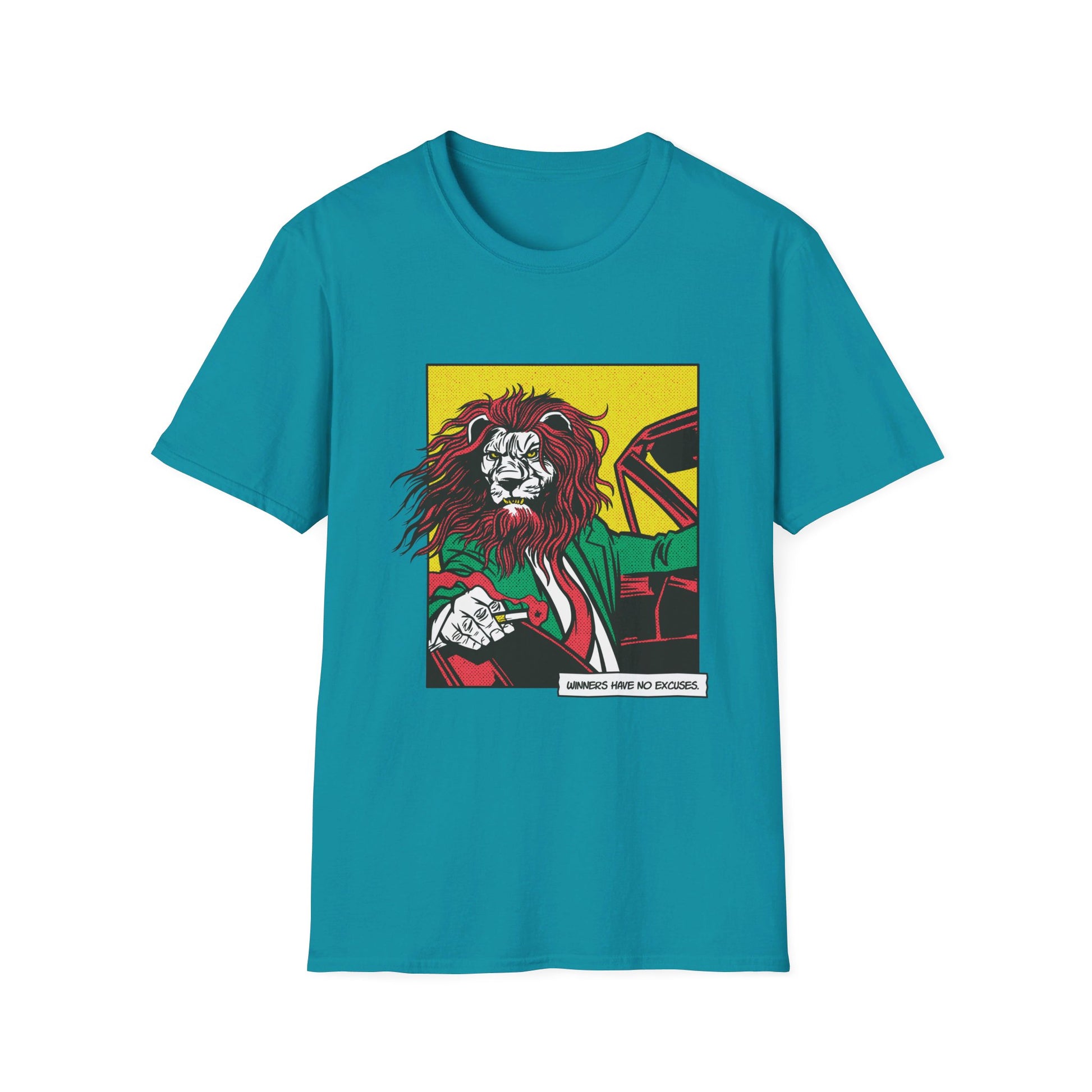 Lion Gangster driving - Comic Mafia - Front Design - Premium Bio Unisex T-Shirt - Pure Face Streetwear