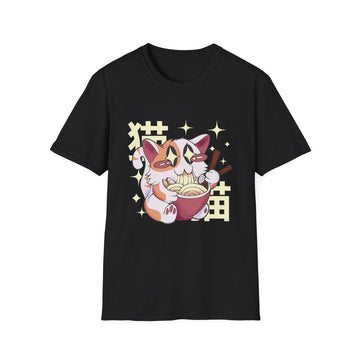 Cat eating Ramen - Kawaii Character - Unisex T-Shirt