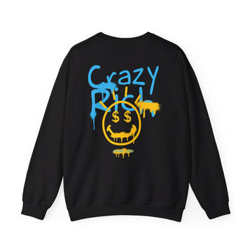 Crazy Rich Smile - Streetwear - Joker - Back Design - Premium Unisex Heavy Blend™ Crewneck Sweatshirt