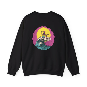 Skeleton surfing - Summer Skulls - Back Design - Premium Unisex Heavy Blend™ Crewneck Sweatshirt