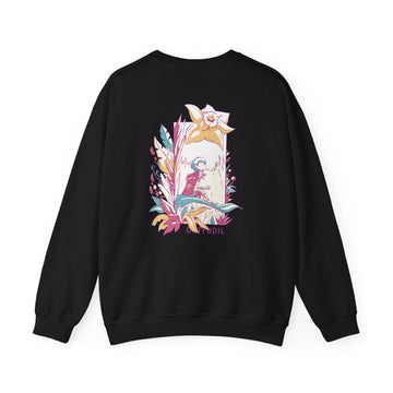 Daffodil - Flowers with Fairies - Back Design - Premium Unisex Heavy Blend™ Crewneck Sweatshirt