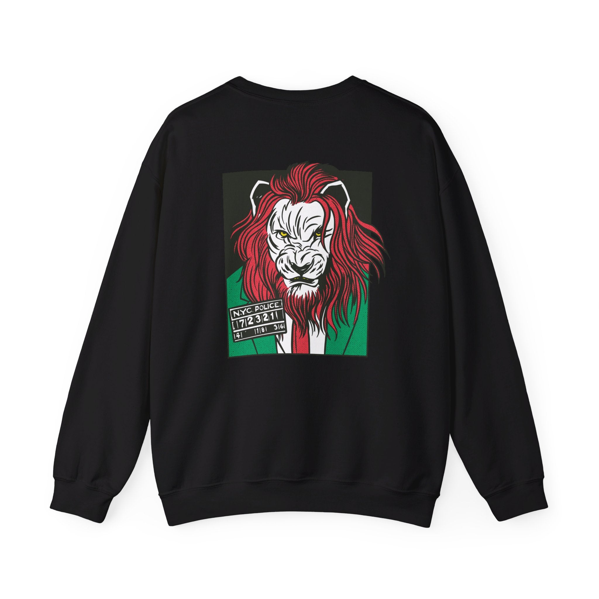 Lion Gangster - Comic Mafia - Back Design - Premium Unisex Heavy Blend™ Crewneck Sweatshirt