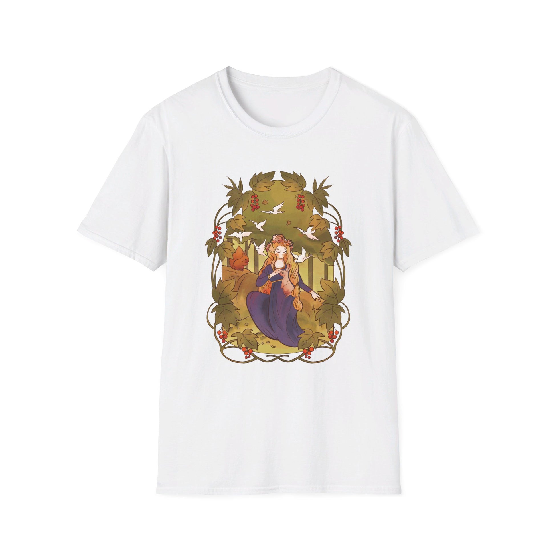 Fairy surrounded by Animals - Fairy Tail World - Front Design - Premium Bio Unisex T-Shirt - Pure Face Streetwear