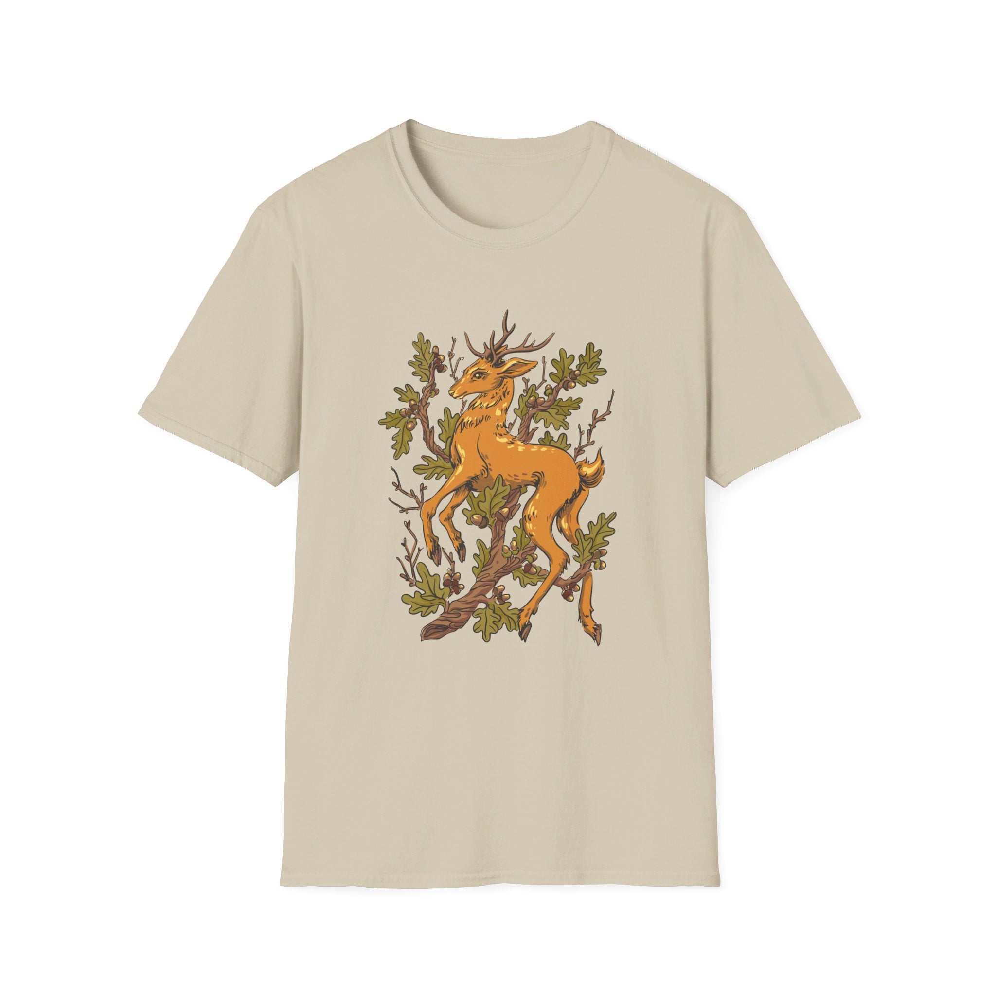 Deer Oak - Animals In Nature - Front Design - Premium Bio Unisex T-Shirt - Pure Face Streetwear