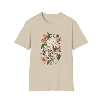 Hare Rabbit Ivy Flowers - Animals In Nature - Front Design - Premium Bio Unisex T-Shirt - Pure Face Streetwear