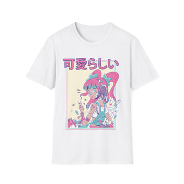 Cute Anime Girl with plushie toys - Harajuku Anime Girl - Unisex T-Shirt