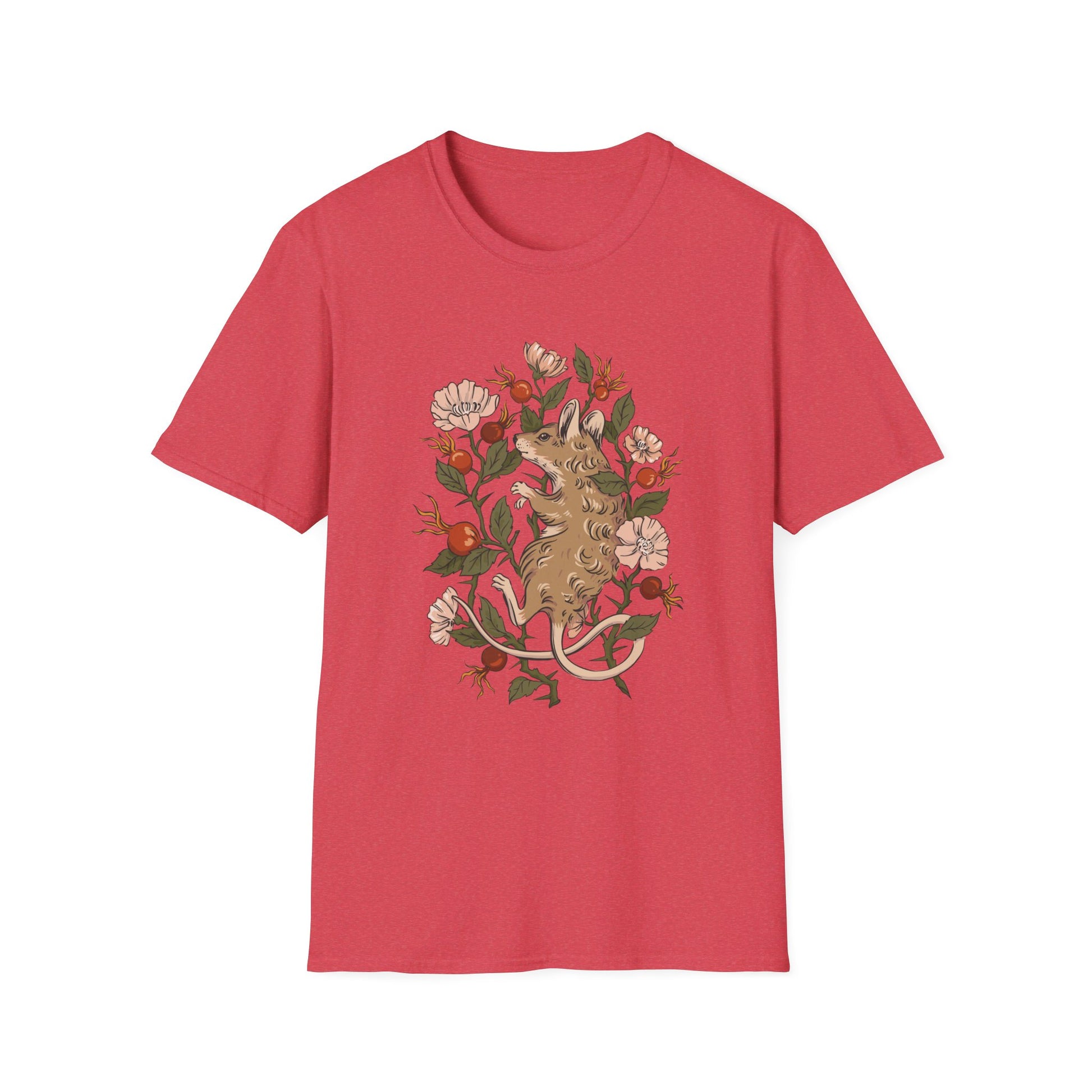 Mouse Rosehip - Animals In Nature - Front Design - Premium Bio Unisex T-Shirt - Pure Face Streetwear