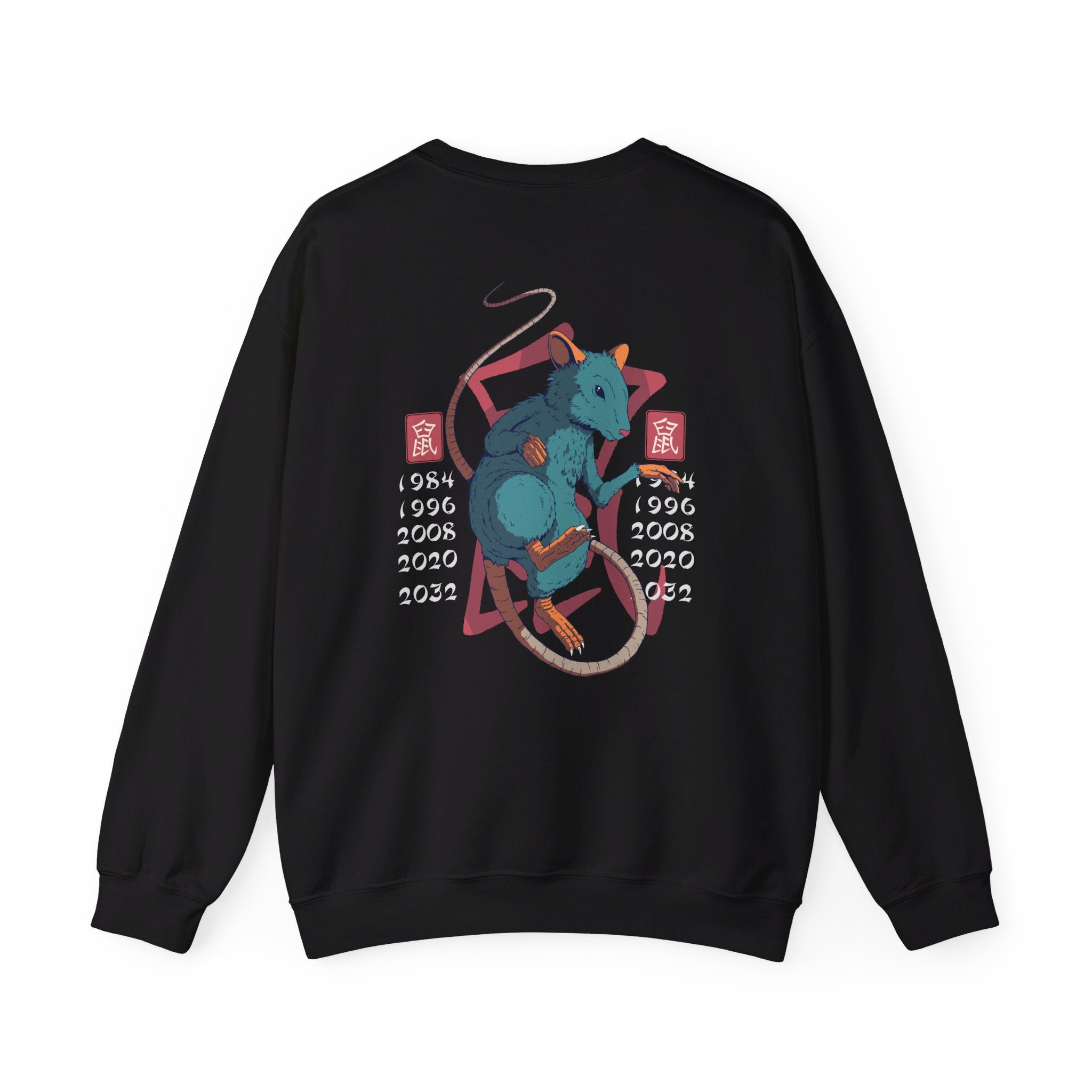 Rat - Chinese Zodiac Anime - Back Design - Premium Unisex Heavy Blend™ Crewneck Sweatshirt