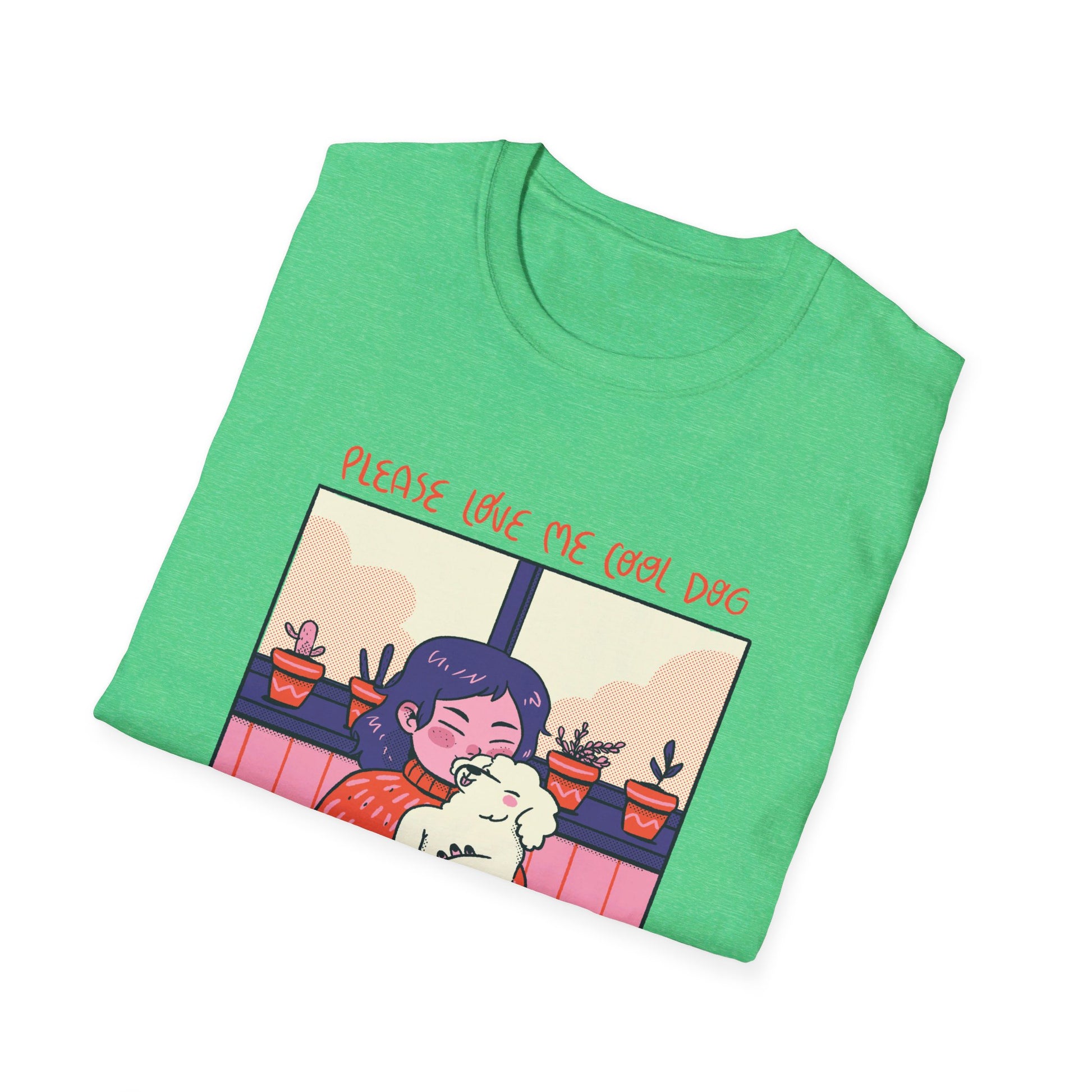 Girl and Dog cozy - Cozy at Home - Front Design - Premium Bio Unisex T-Shirt - Pure Face Streetwear