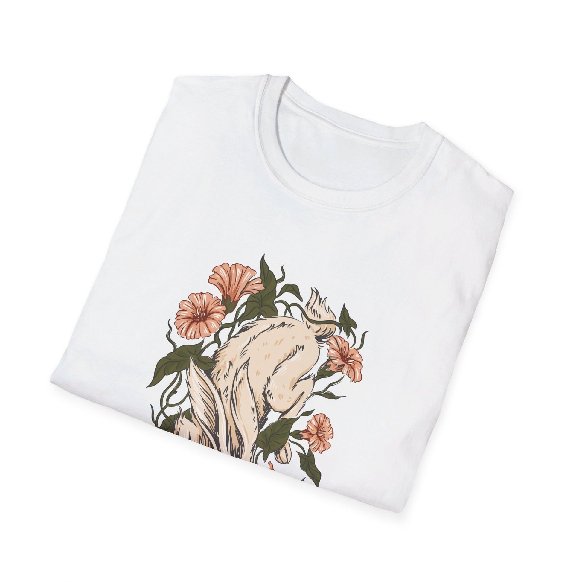 Hare Rabbit Ivy Flowers - Animals In Nature - Front Design - Premium Bio Unisex T-Shirt - Pure Face Streetwear