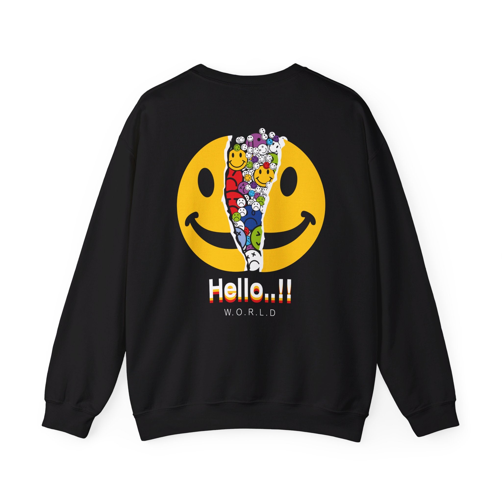 Hello World Smile - Streetwear - Joker - Back Design - Premium Unisex Heavy Blend™ Crewneck Sweatshirt