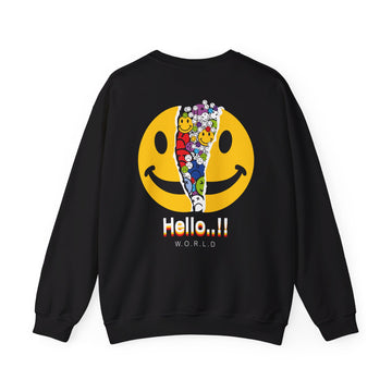 Hello World Smile - Streetwear - Joker - Back Design - Premium Unisex Heavy Blend™ Crewneck Sweatshirt