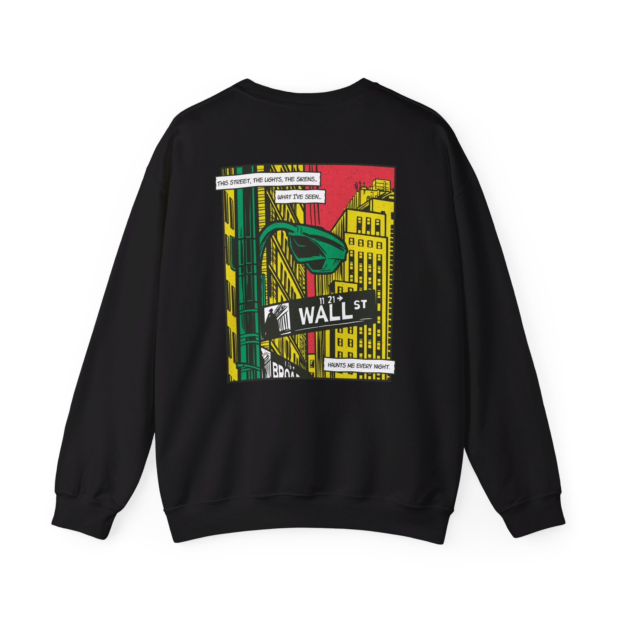 Wall Street - Comic Mafia - Back Design - Premium Unisex Heavy Blend™ Crewneck Sweatshirt