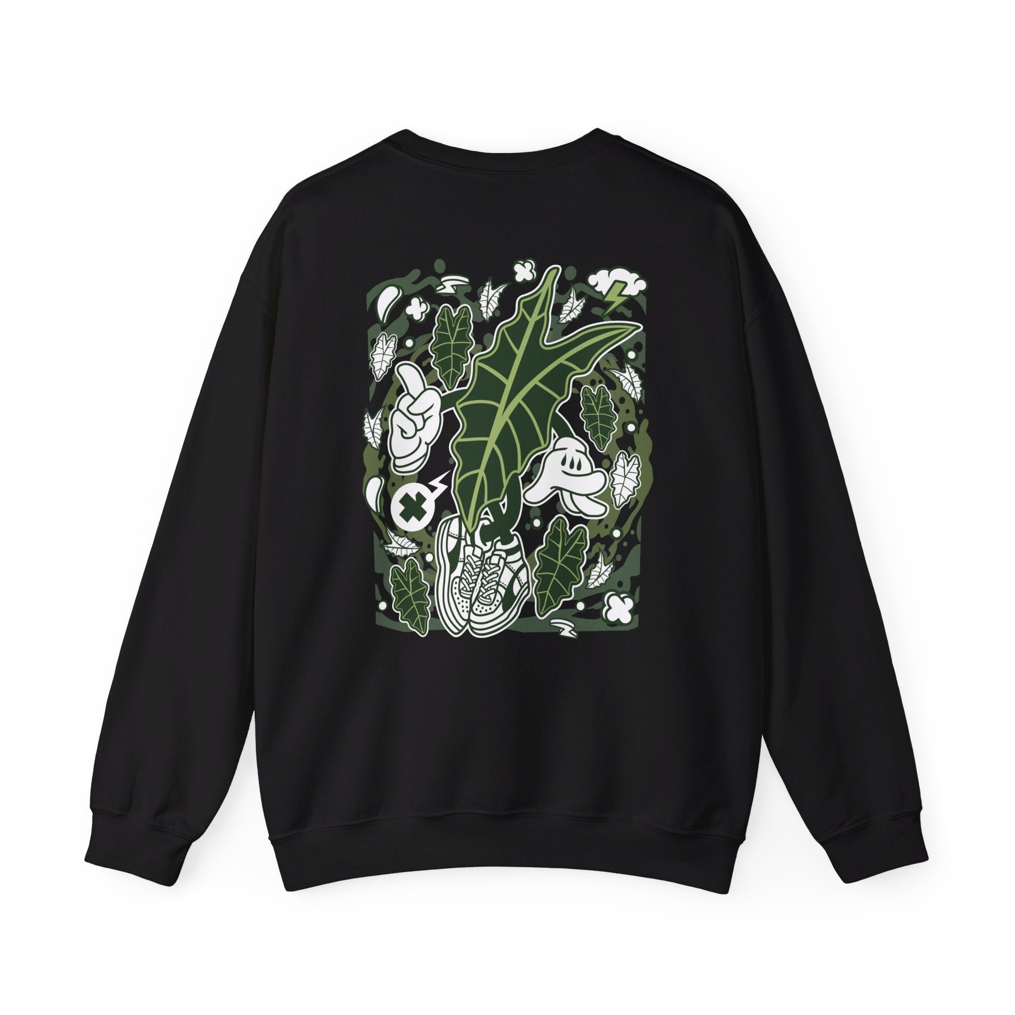 Alocasia Amazonica - Cartoon Plants - Back Design - Premium Unisex Heavy Blend™ Crewneck Sweatshirt