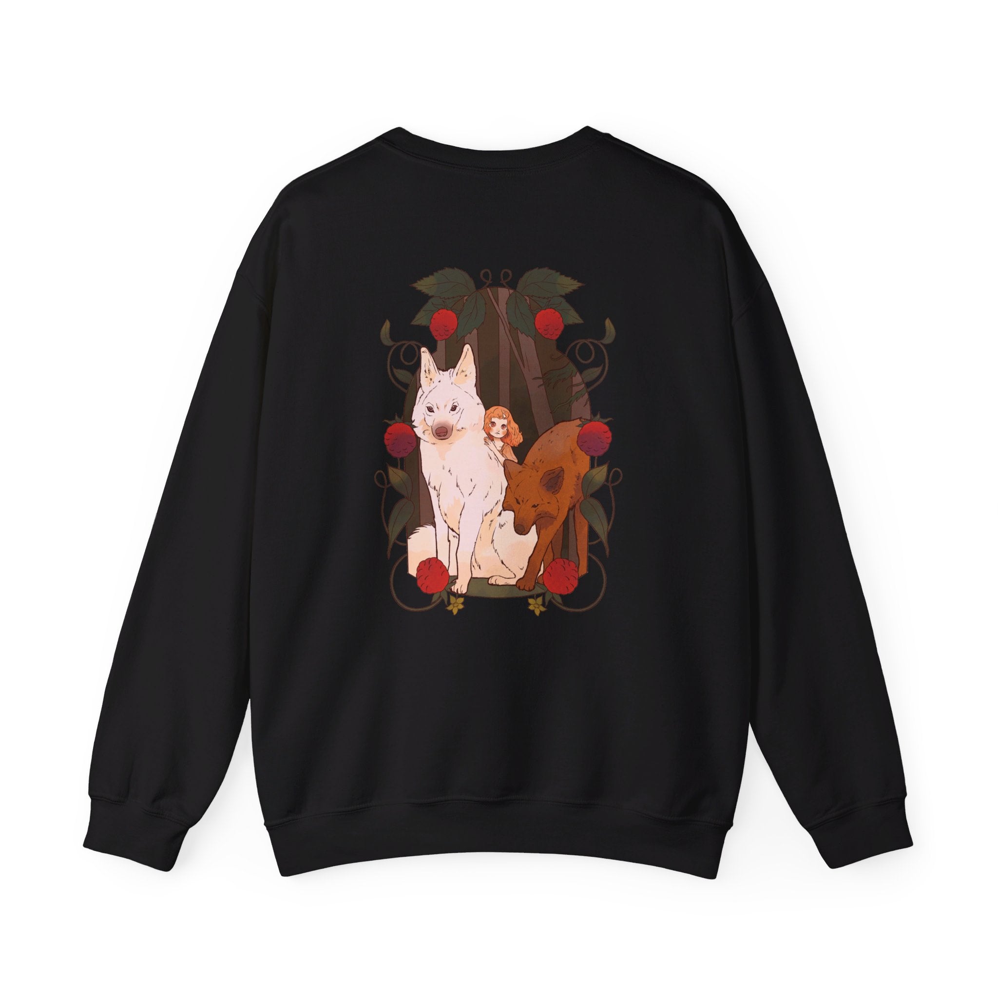 Wolves Girl Fairy Tale - Fairy Tail World - Back Design - Premium Unisex Heavy Blend™ Crewneck Sweatshirt