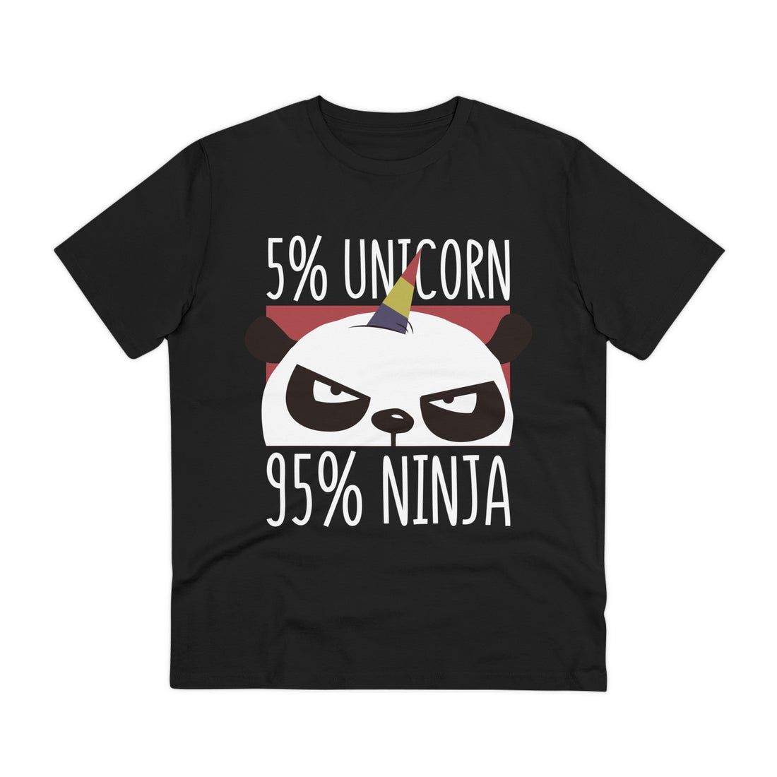 Printify T-Shirt Black / 2XS 5% Unicorn 95% Ninja - Unicorn World - Front Design
