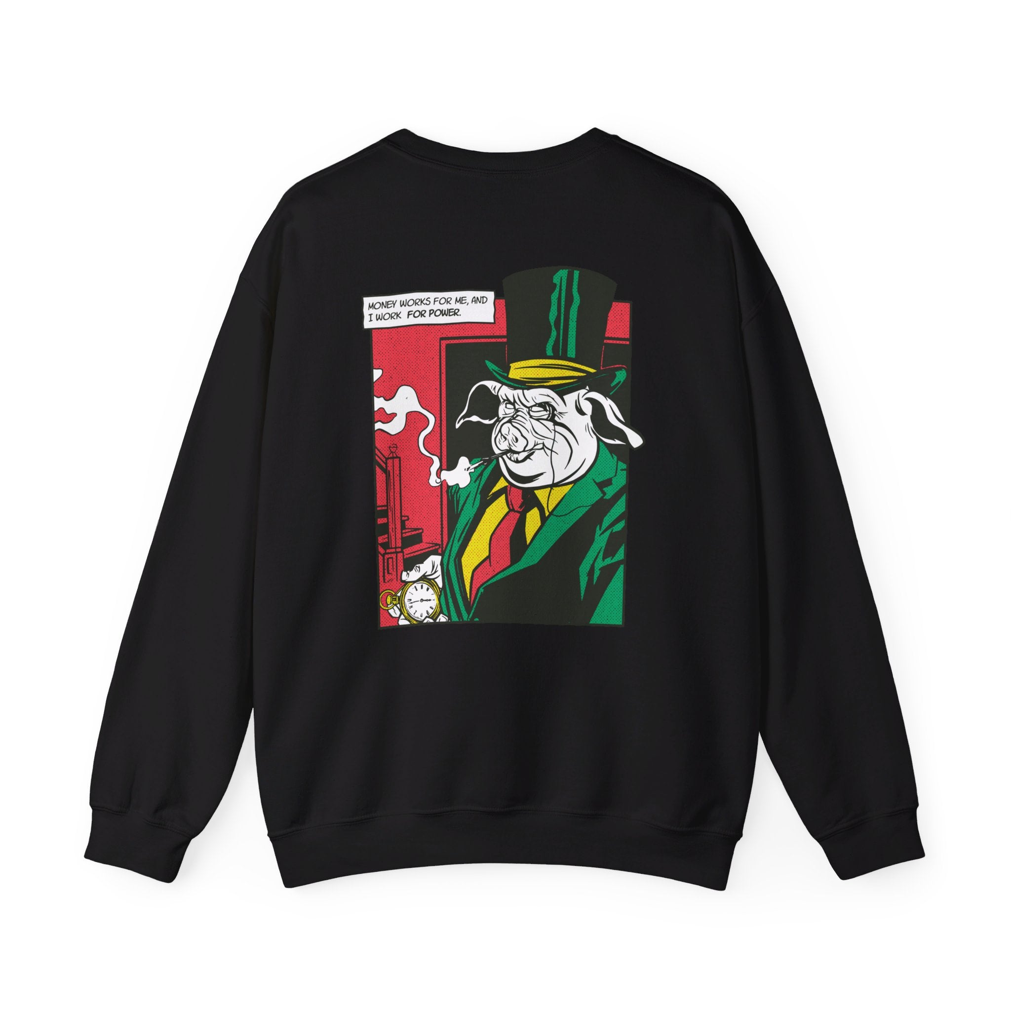 Mister Pig Money Man - Comic Mafia - Back Design - Premium Unisex Heavy Blend™ Crewneck Sweatshirt