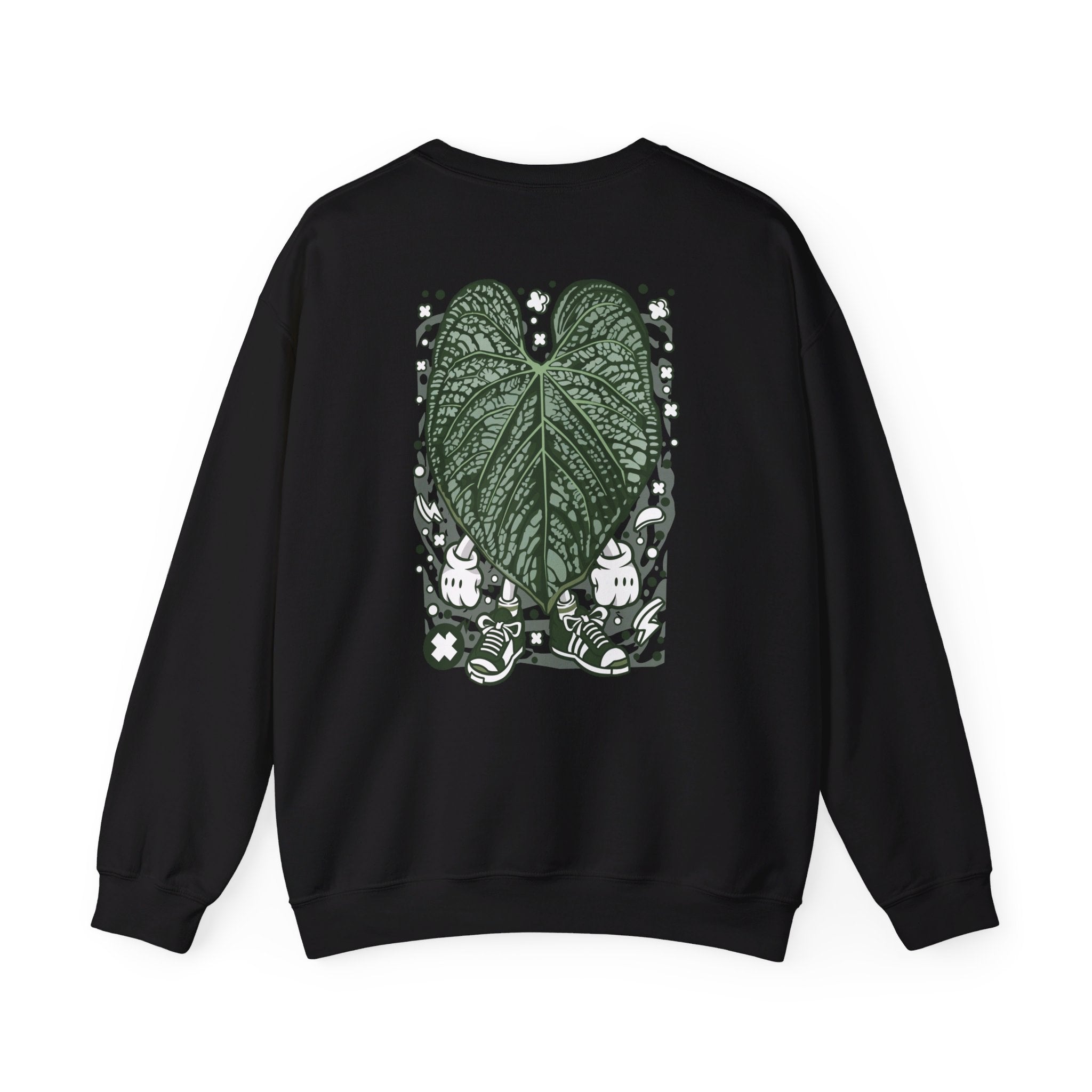 Anthurium Luxurians - Cartoon Plants - Back Design - Premium Unisex Heavy Blend™ Crewneck Sweatshirt