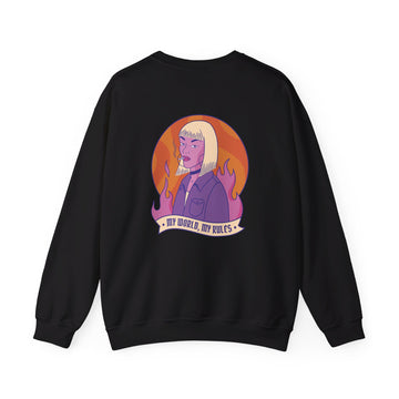 My World My Rules - Strong Feminist Woman - Back Design - Premium Unisex Heavy Blend™ Crewneck Sweatshirt