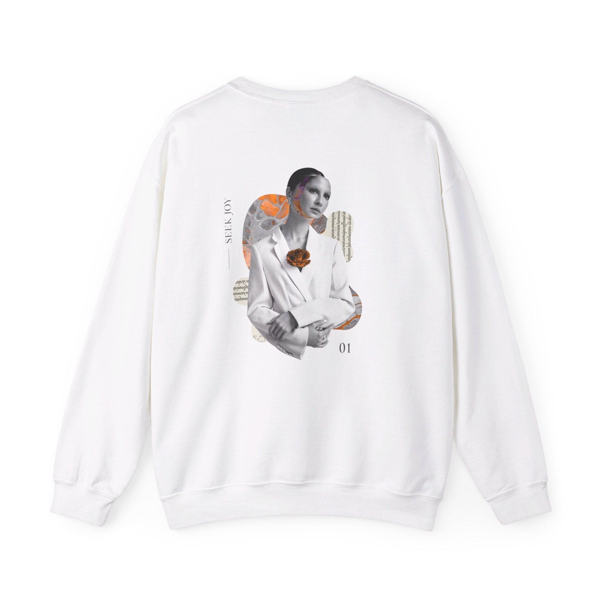 Seek Joy - Modern Collage - Back Design - Premium Unisex Heavy Blend™ Crewneck Sweatshirt