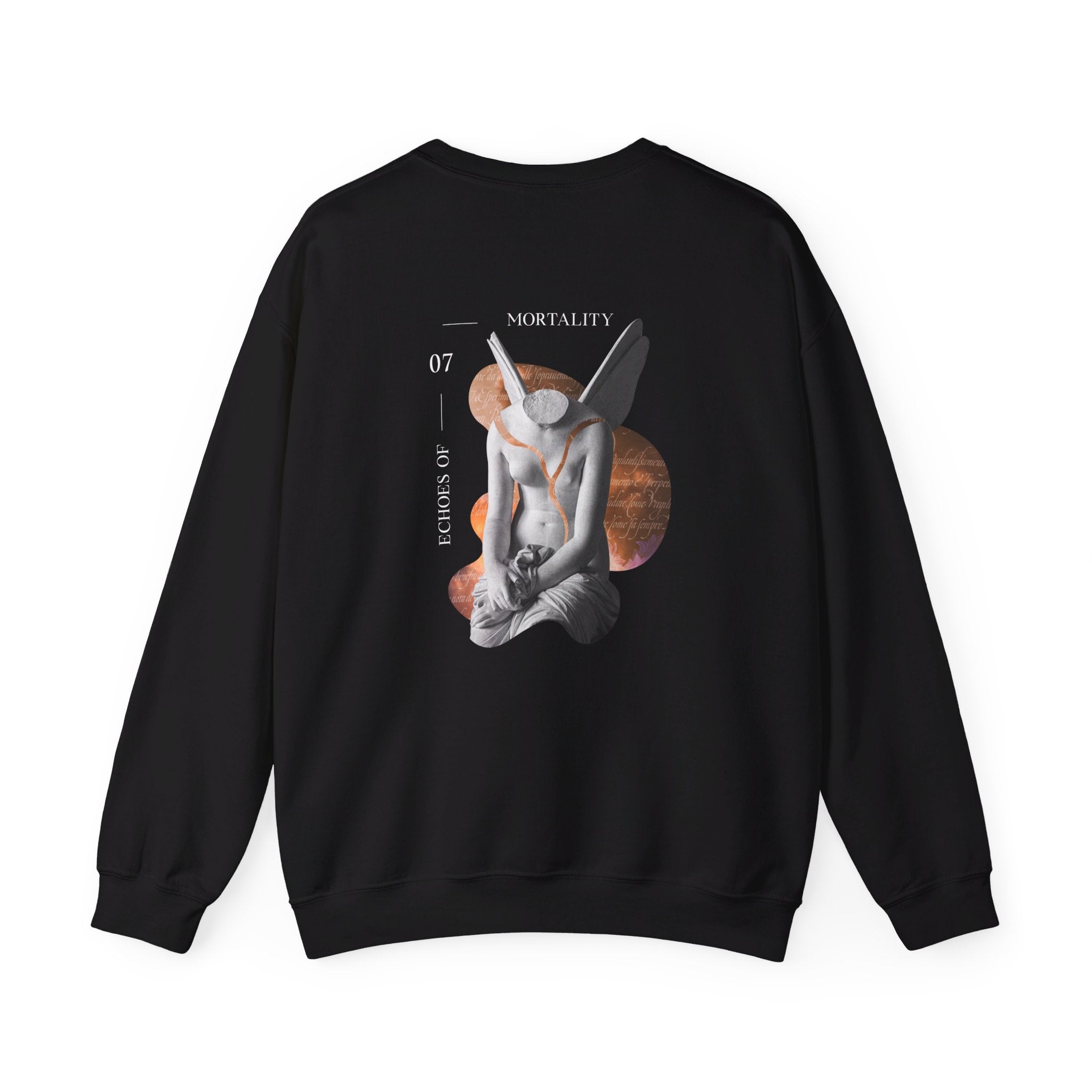 Echoes of Mortality - Modern Collage - Back Design - Premium Unisex Heavy Blend™ Crewneck Sweatshirt