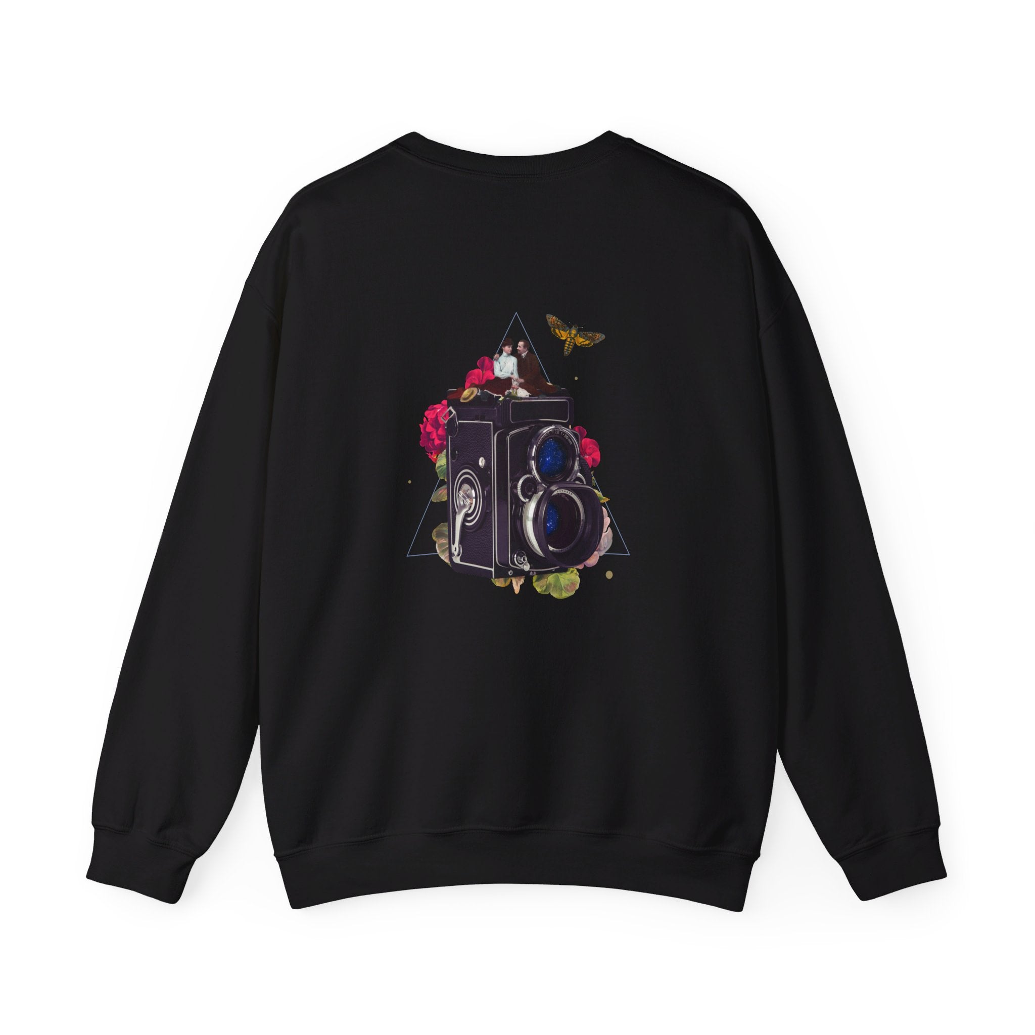 Camera - Quirky Collage - Back Design - Premium Unisex Heavy Blend™ Crewneck Sweatshirt