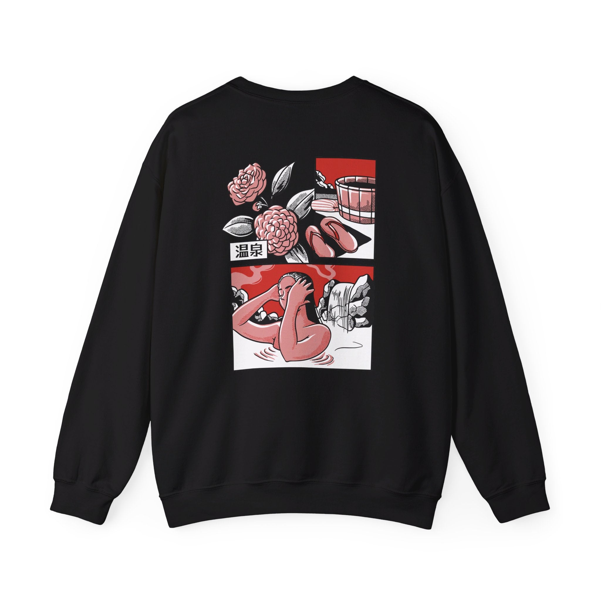 Japanese Bath Woman - Slice of Life - Back Design - Premium Unisex Heavy Blend™ Crewneck Sweatshirt