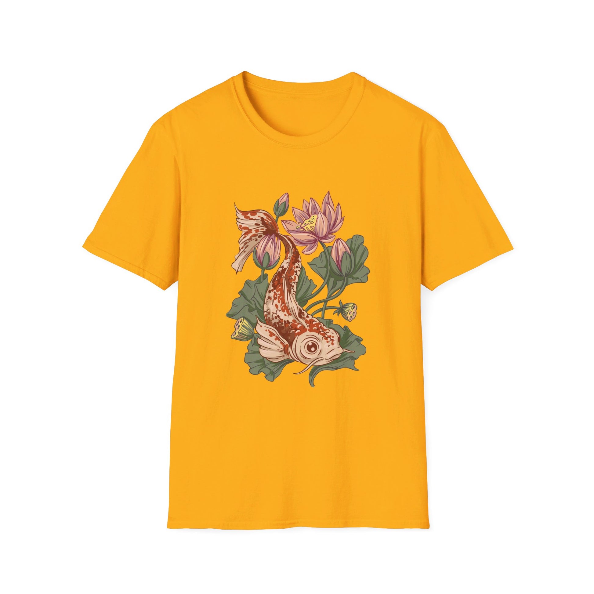 Koi Lotus - Animals In Nature - Front Design - Premium Bio Unisex T-Shirt - Pure Face Streetwear