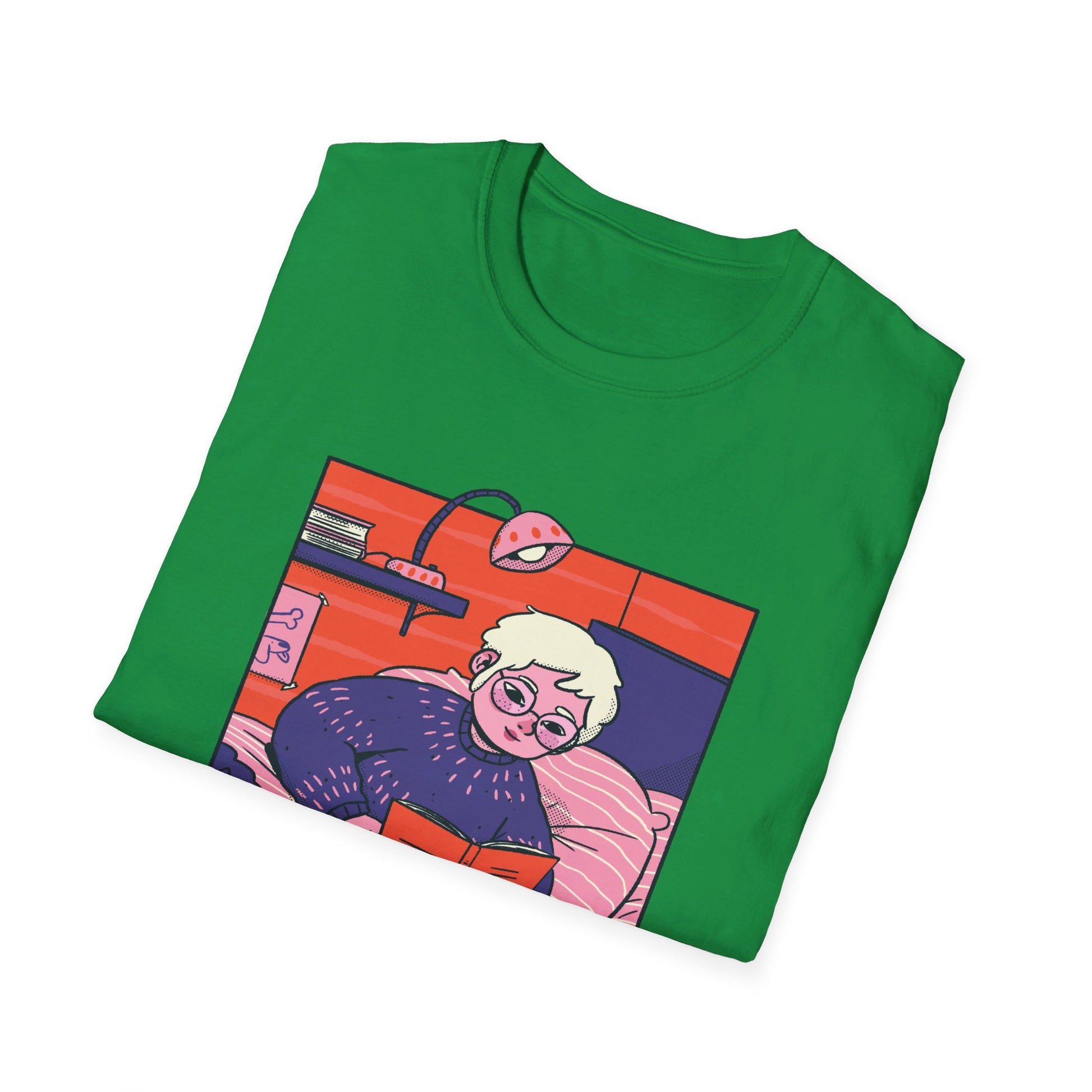 Girl reading book - Cozy at Home - Front Design - Premium Bio Unisex T-Shirt - Pure Face Streetwear