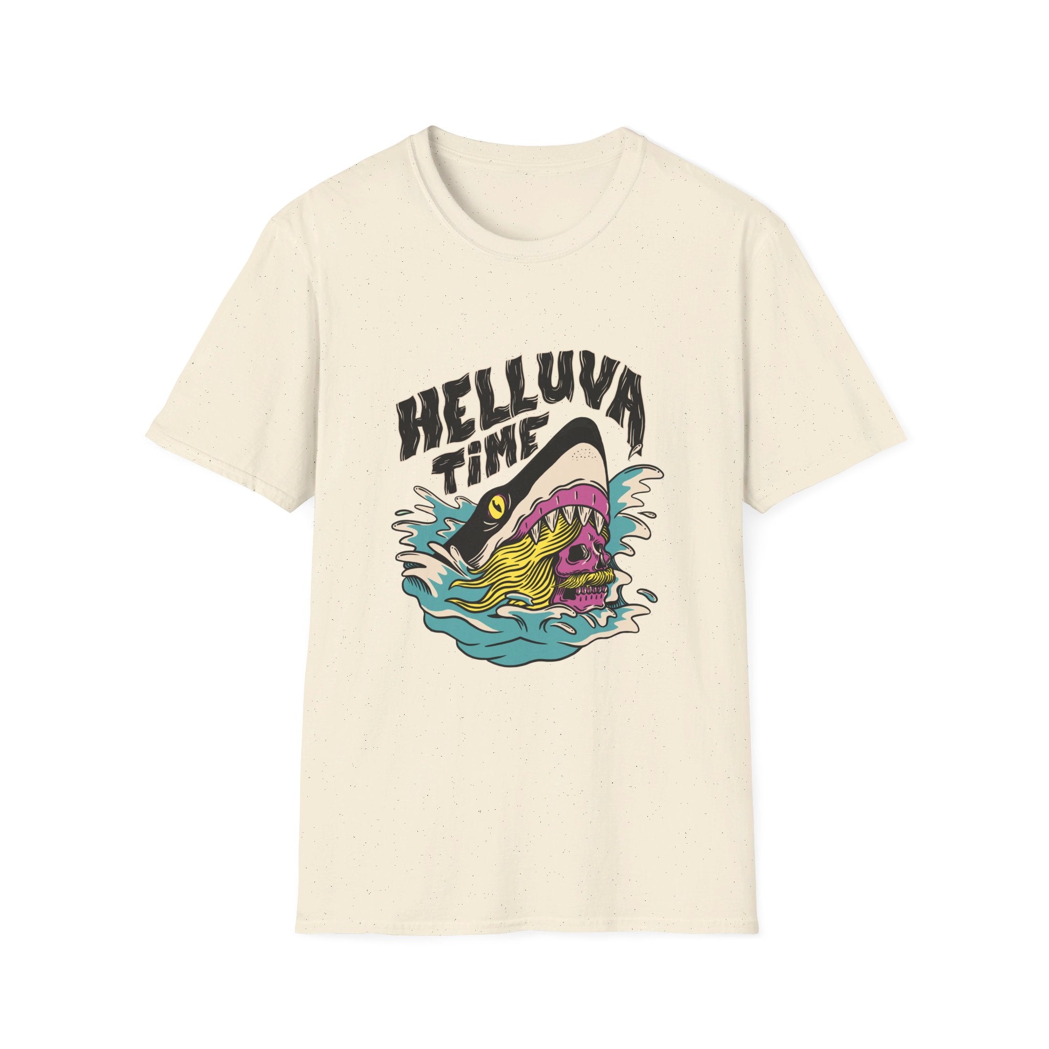 Helluva Time Skull in Shark - Summer Skulls - Front Design - Premium Bio Unisex T-Shirt