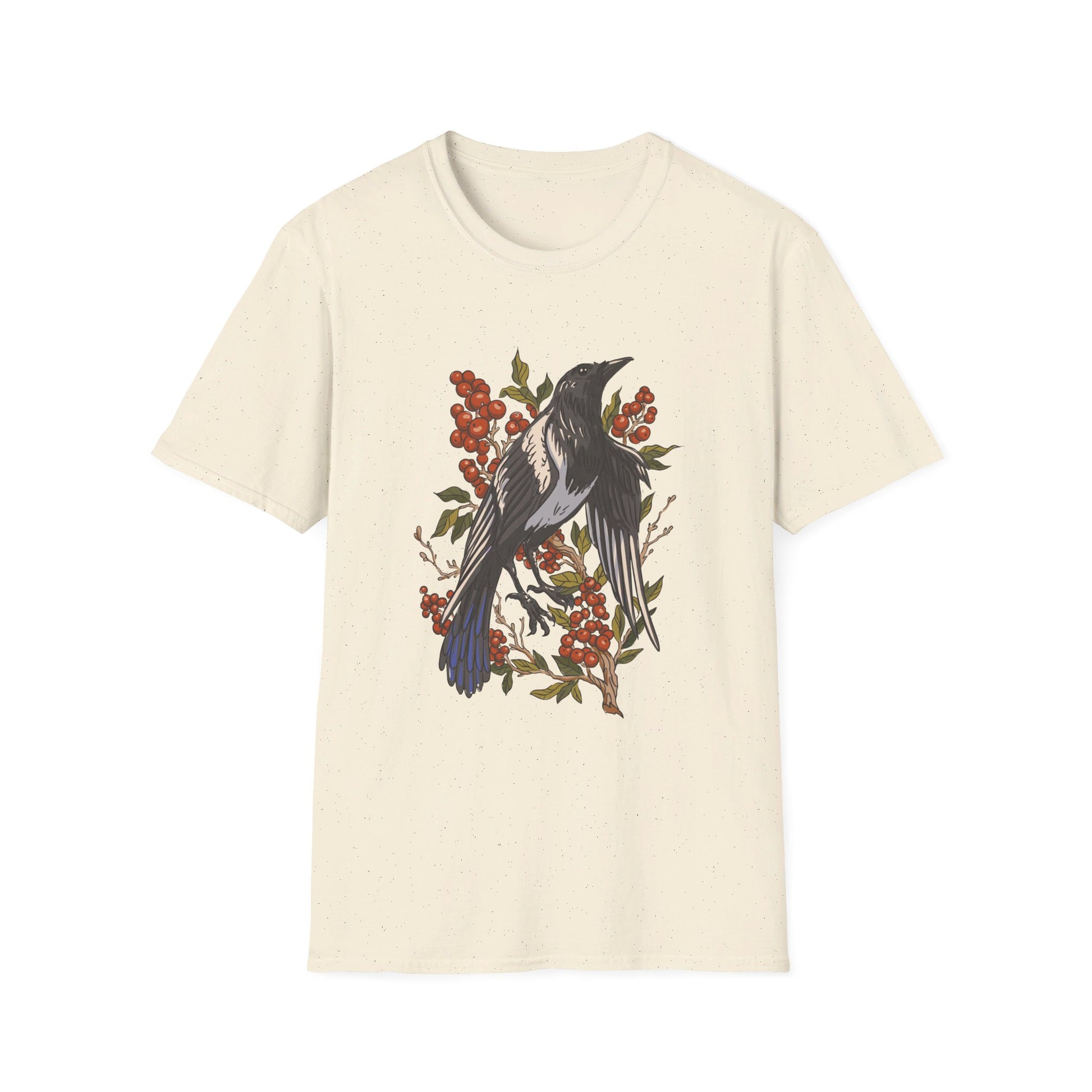 Magpie Berries - Animals In Nature - Front Design - Premium Bio Unisex T-Shirt - Pure Face Streetwear