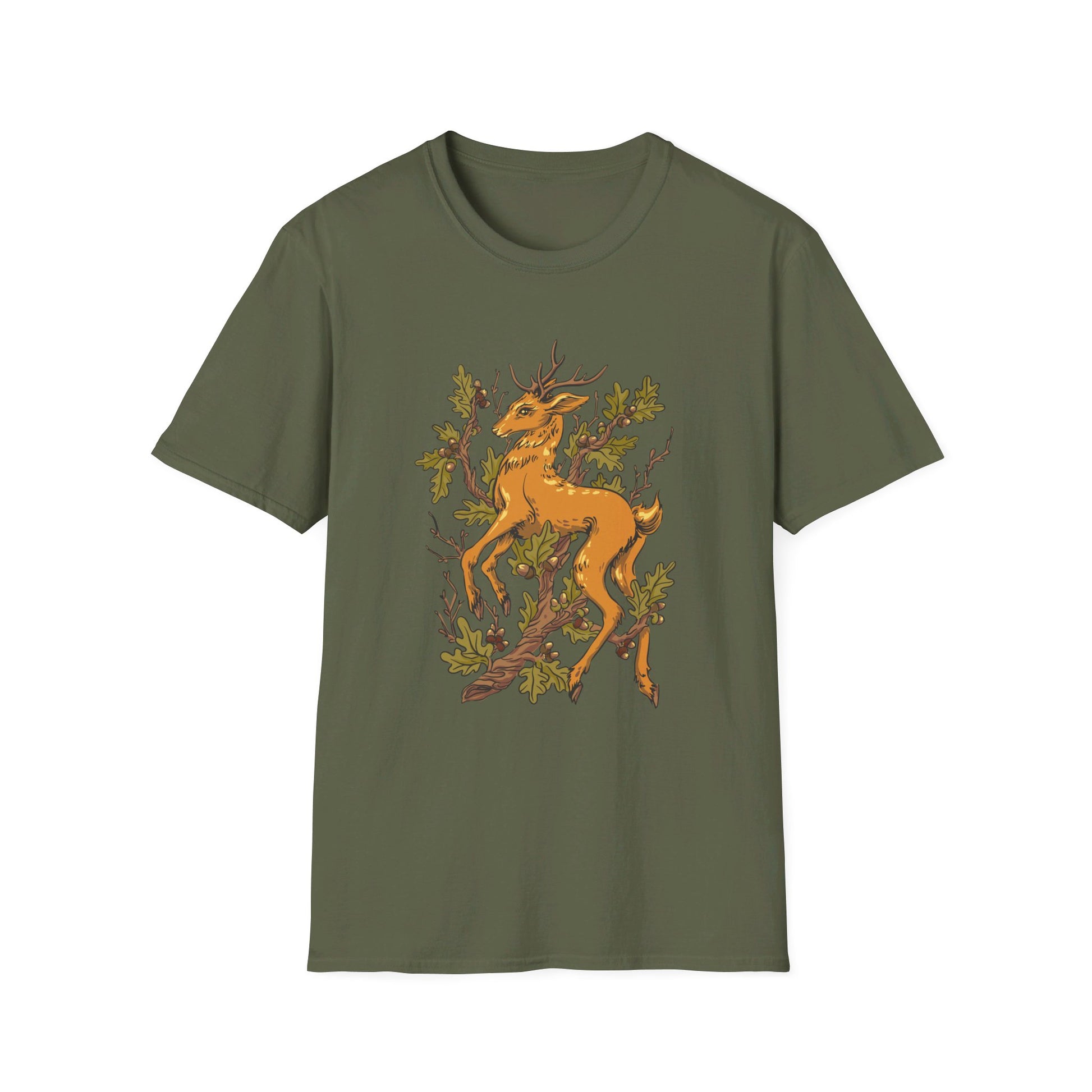 Deer Oak - Animals In Nature - Front Design - Premium Bio Unisex T-Shirt - Pure Face Streetwear