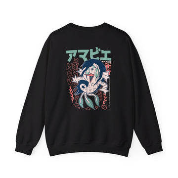 Amabie - Japanese Yokai - Back Design - Premium Unisex Heavy Blend™ Crewneck Sweatshirt